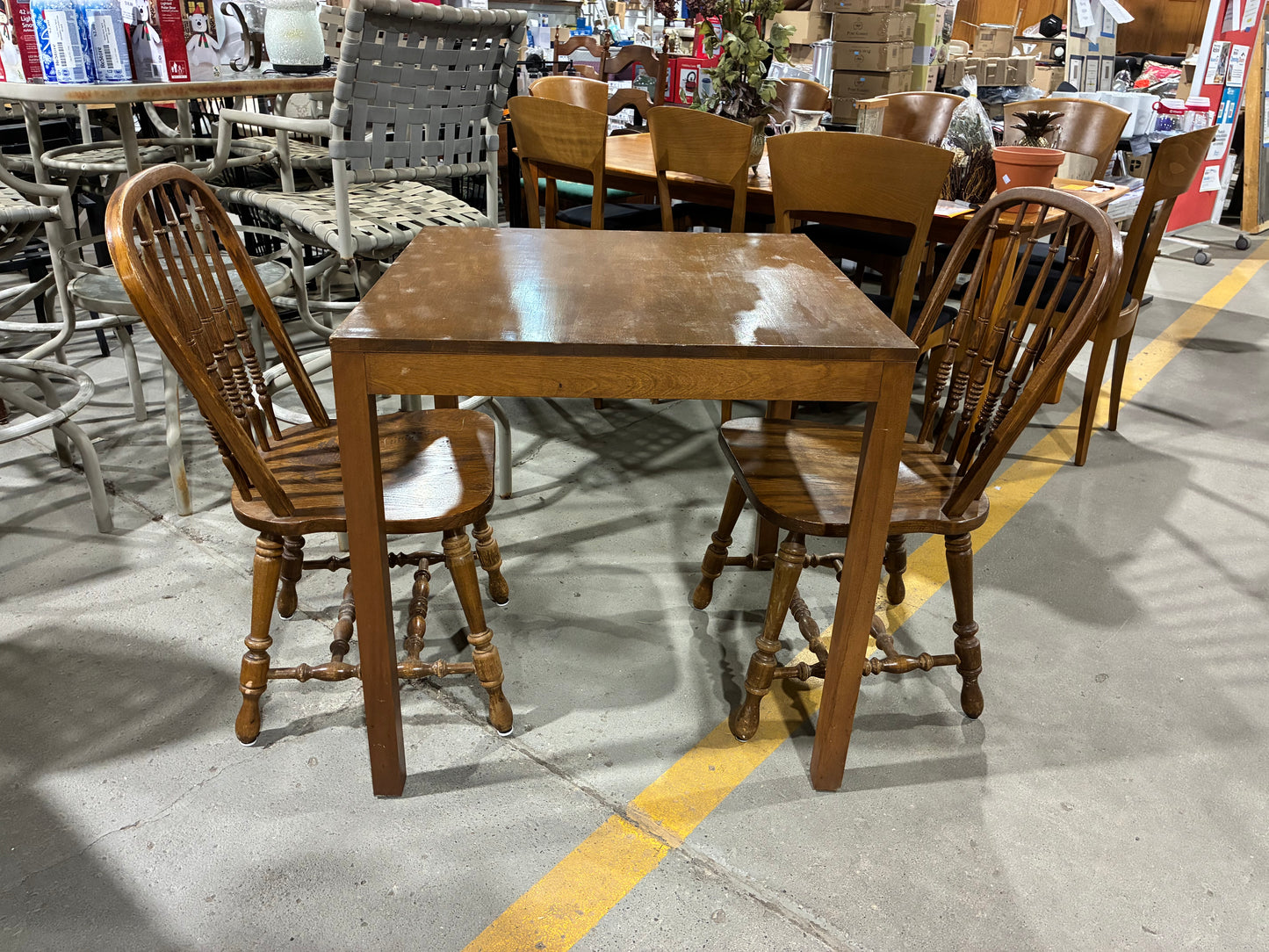 Solid Wood Dining Table with 2 Windsor Chairs