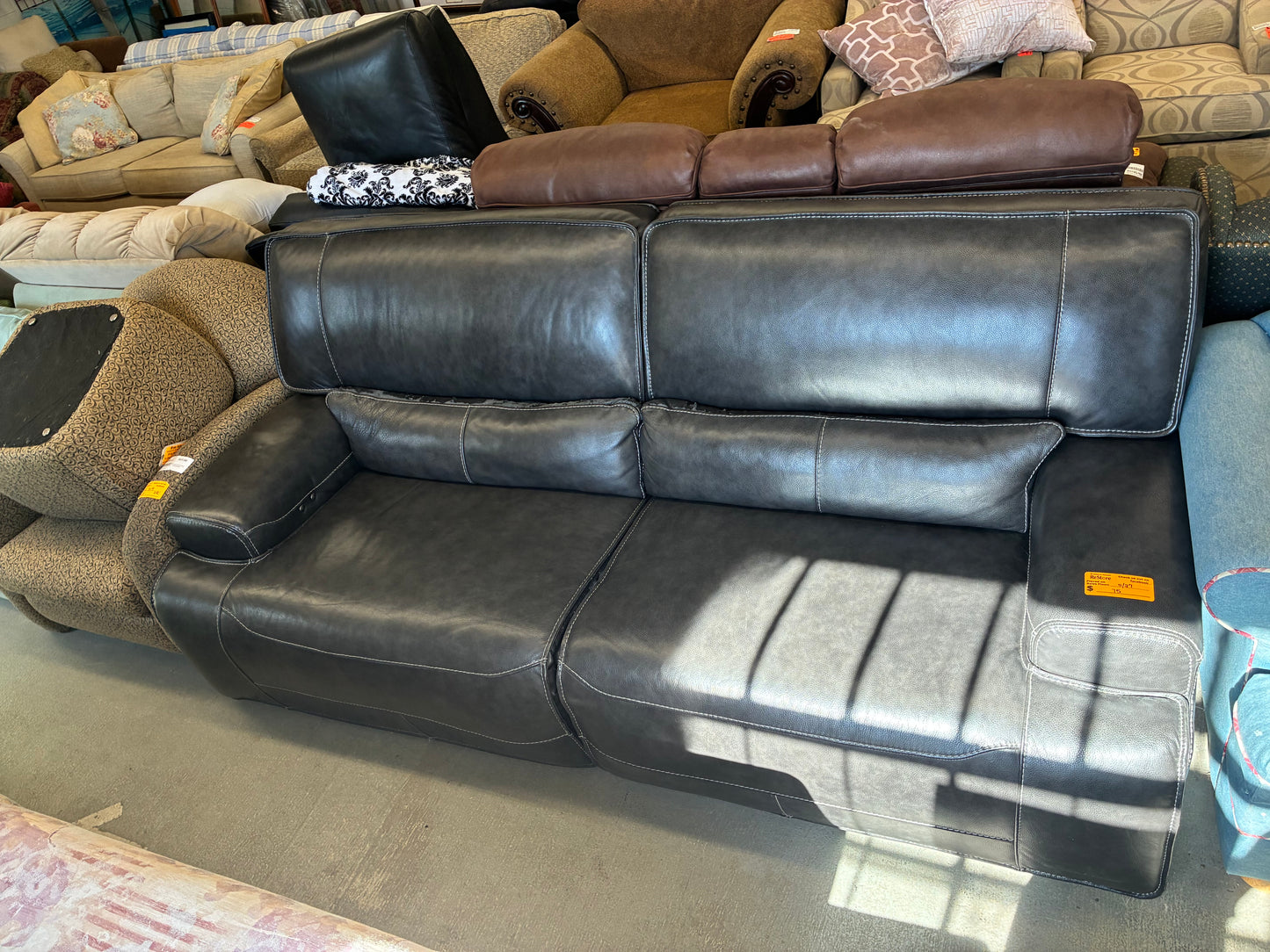 Contemporary Black Faux Leather Loveseat