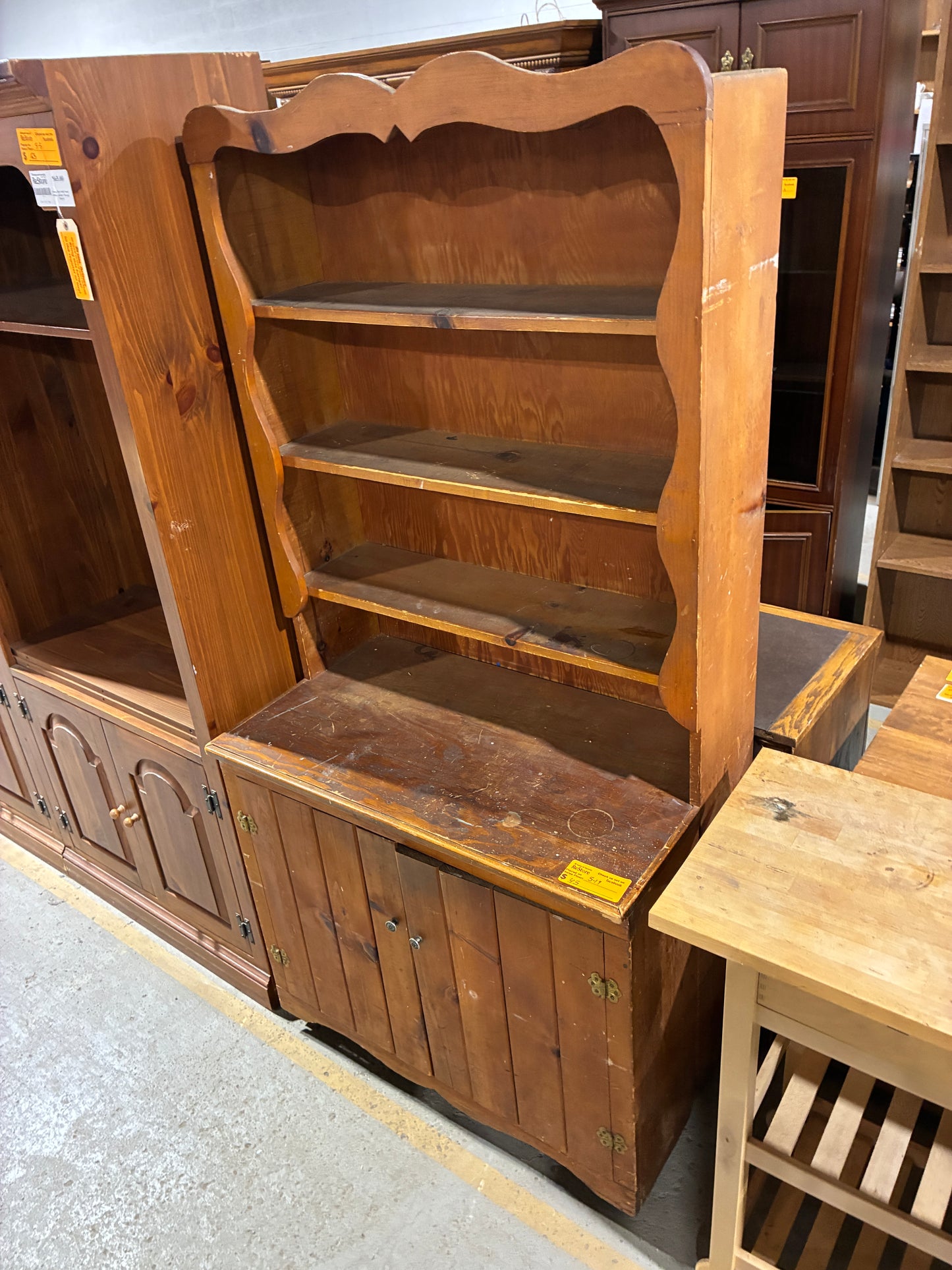 Rustic Pine Hutch Cabinet