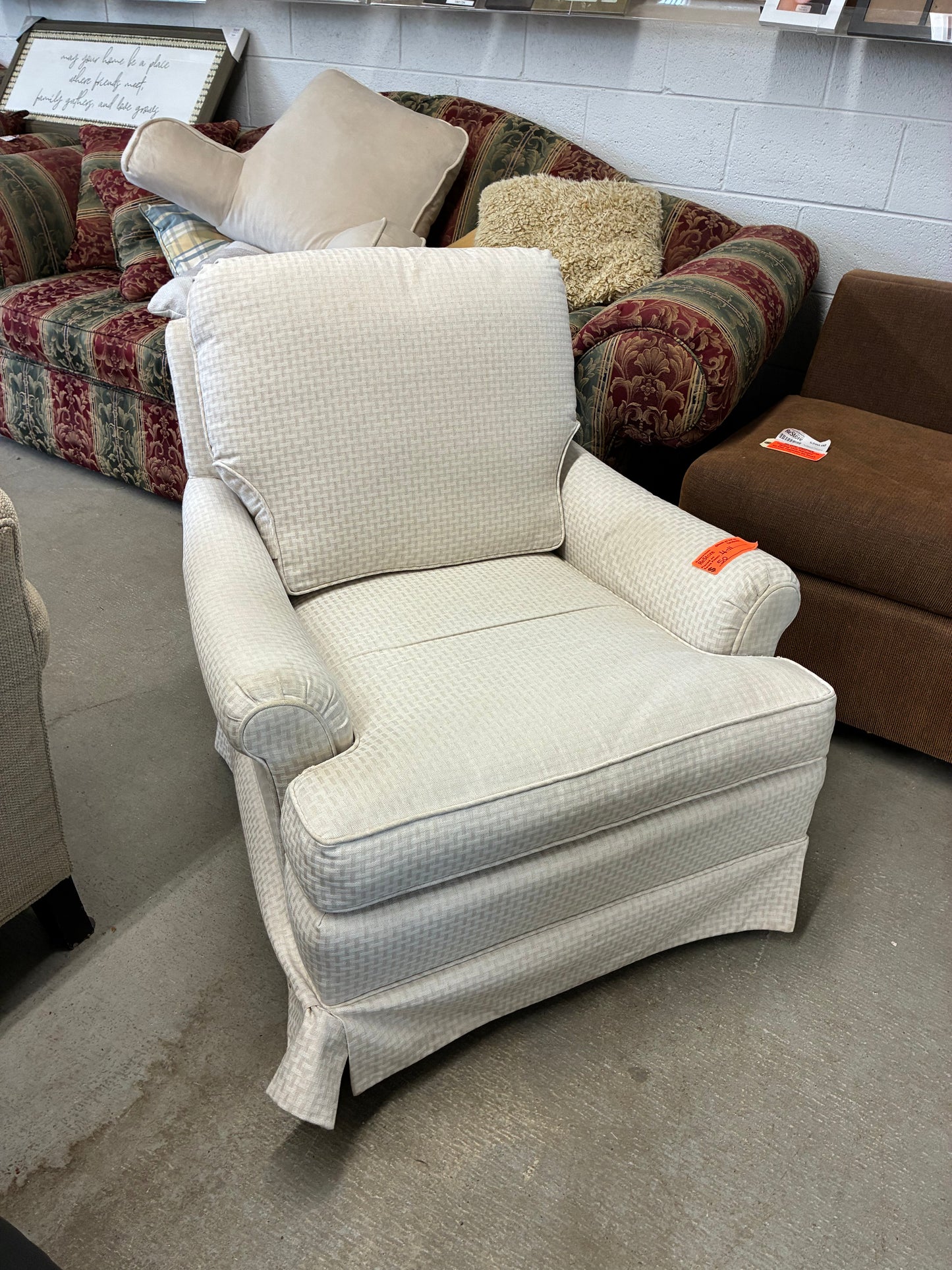 Cream Upholstered Accent Chair