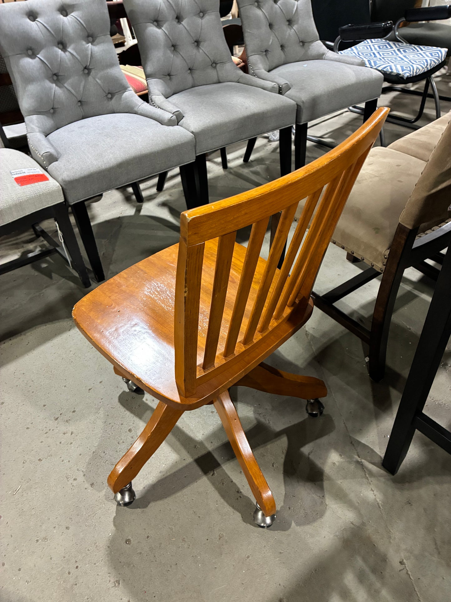 Wooden Rolling Desk Chair