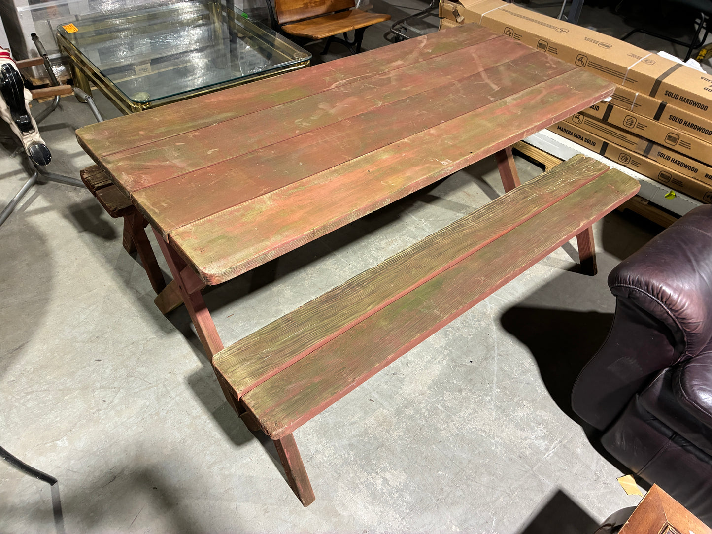 Rustic Wooden Picnic Table with Benches
