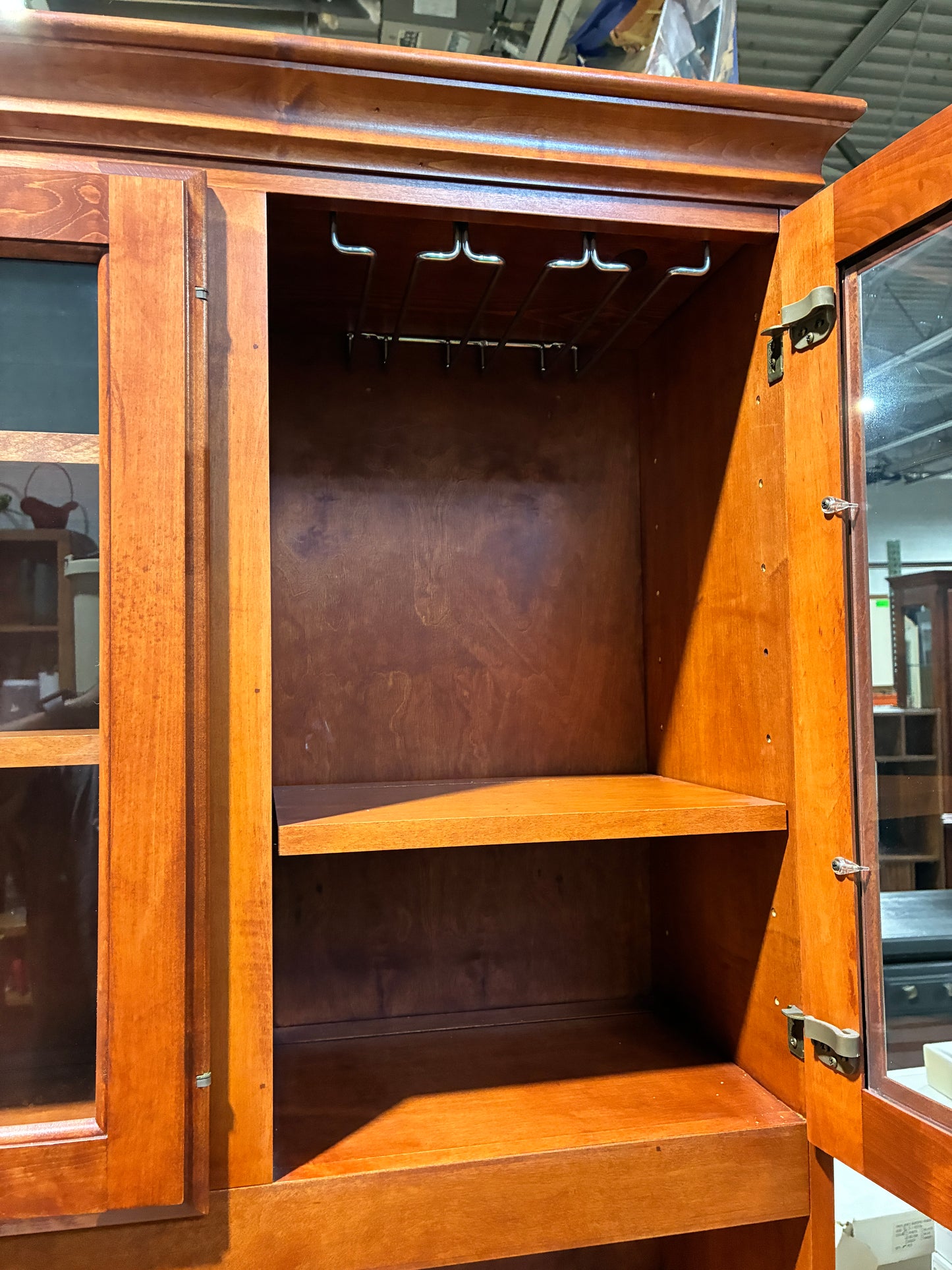 Cherry Finish Lighted China Cabinet and Buffet