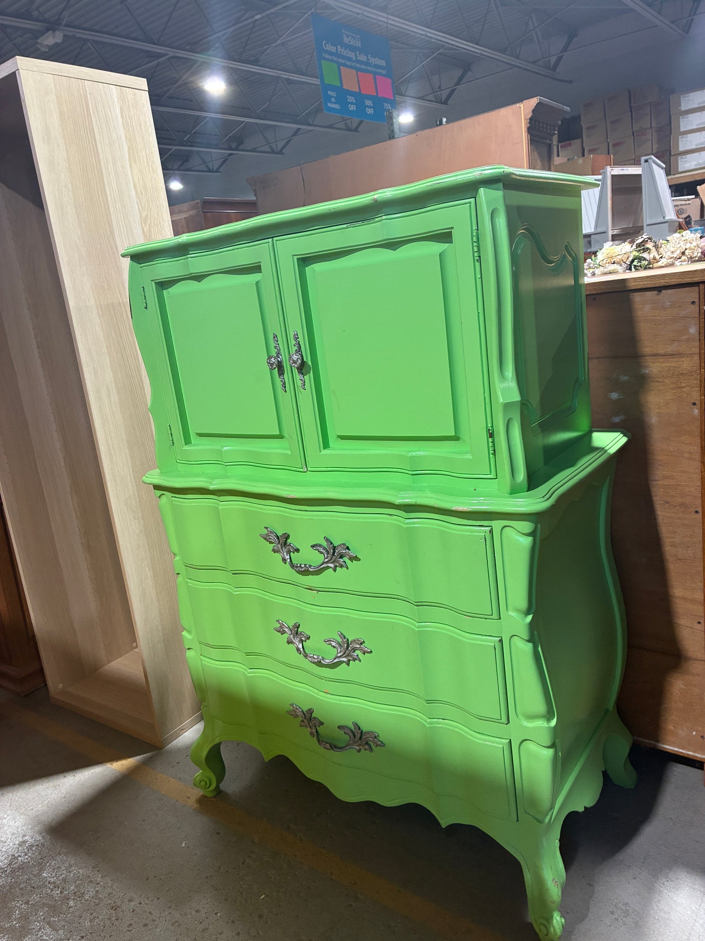 Vintage Lime Green Painted Gentleman's Chest