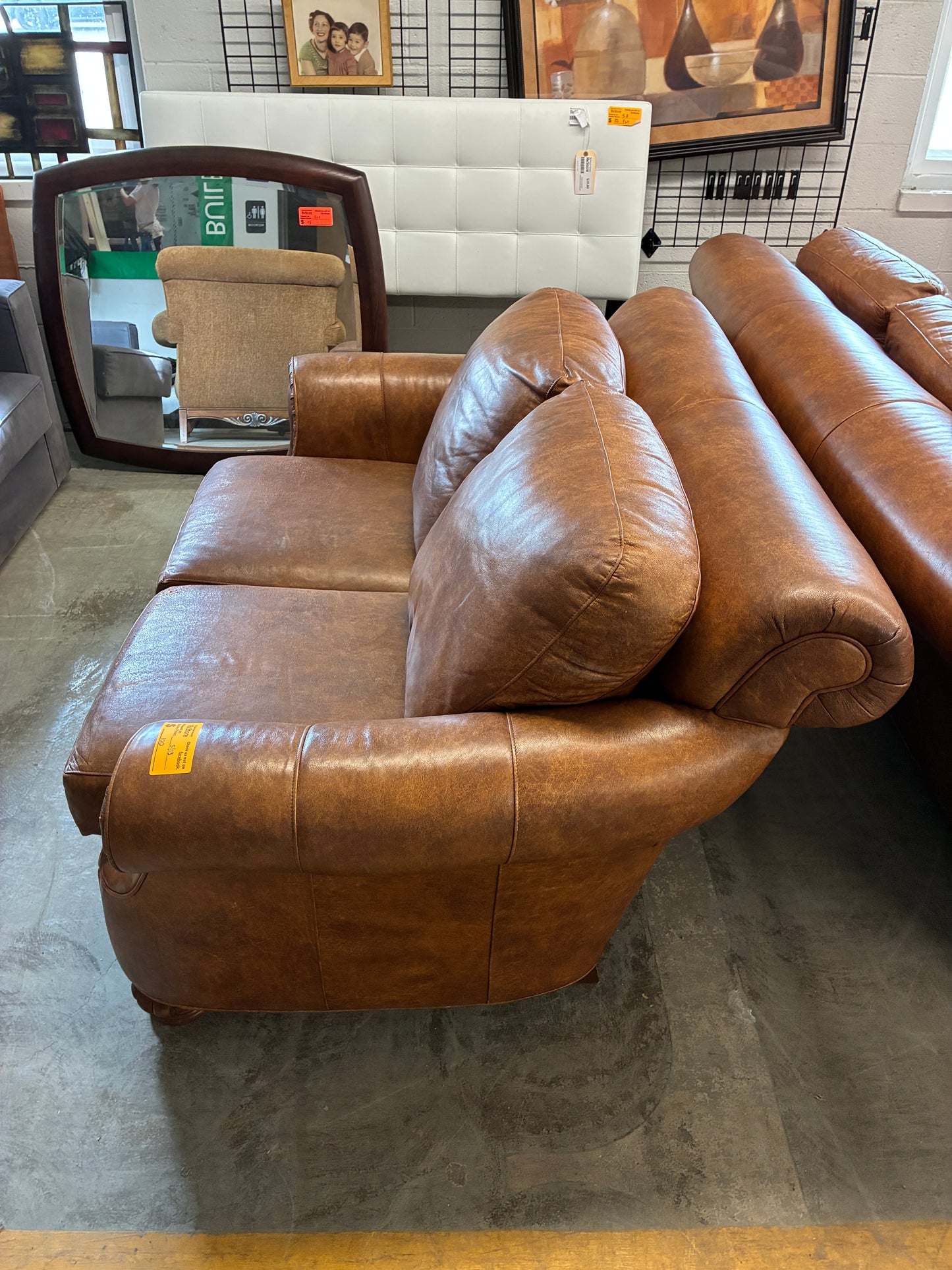 Alexander Julian Home Colours Brown Leather Loveseat
