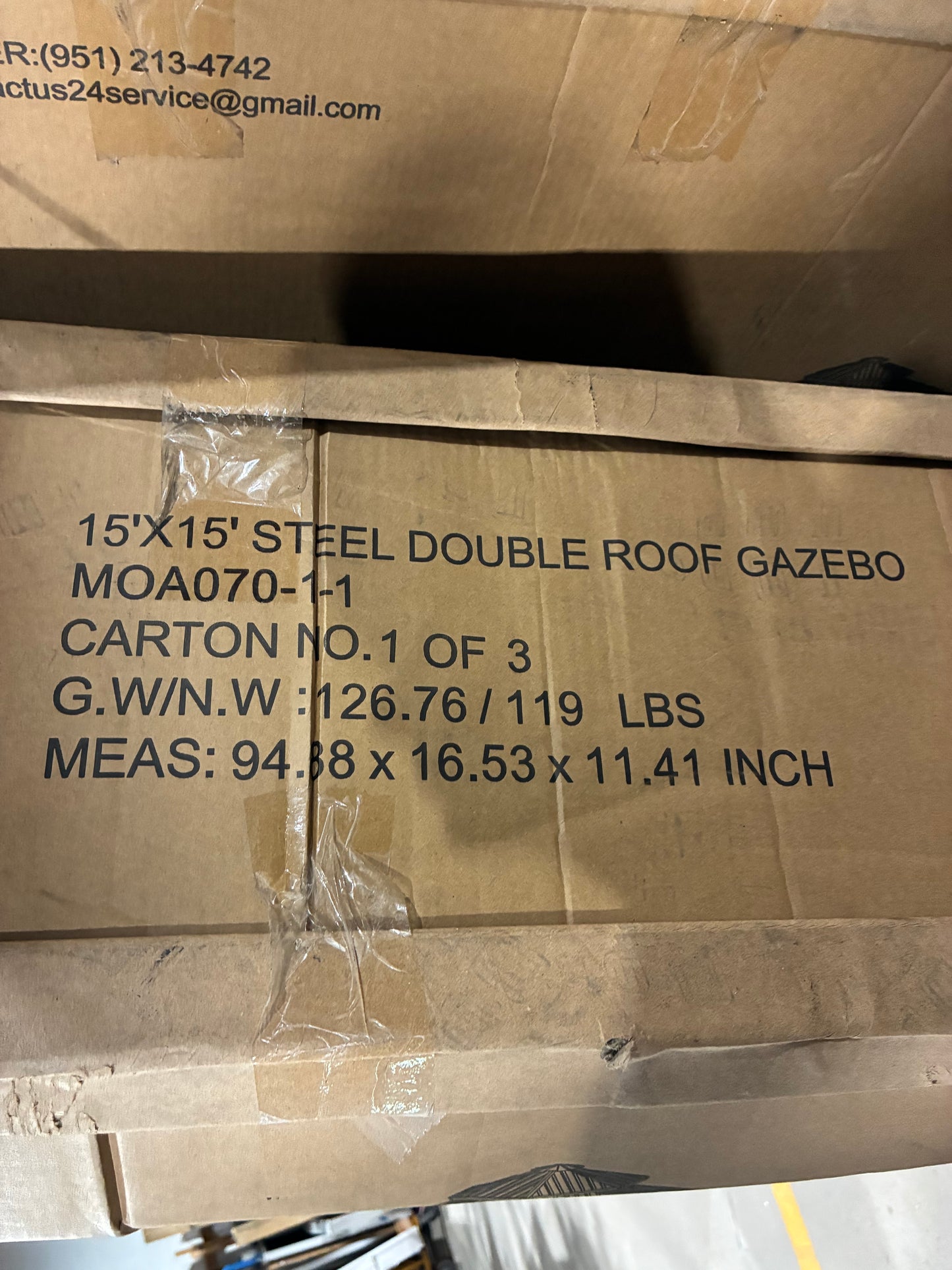 15' x 15' Steel Double Roof Gazebo Kit (3 boxes)