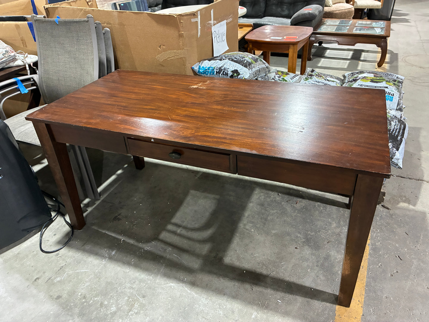 Wood Table with Three Drawers