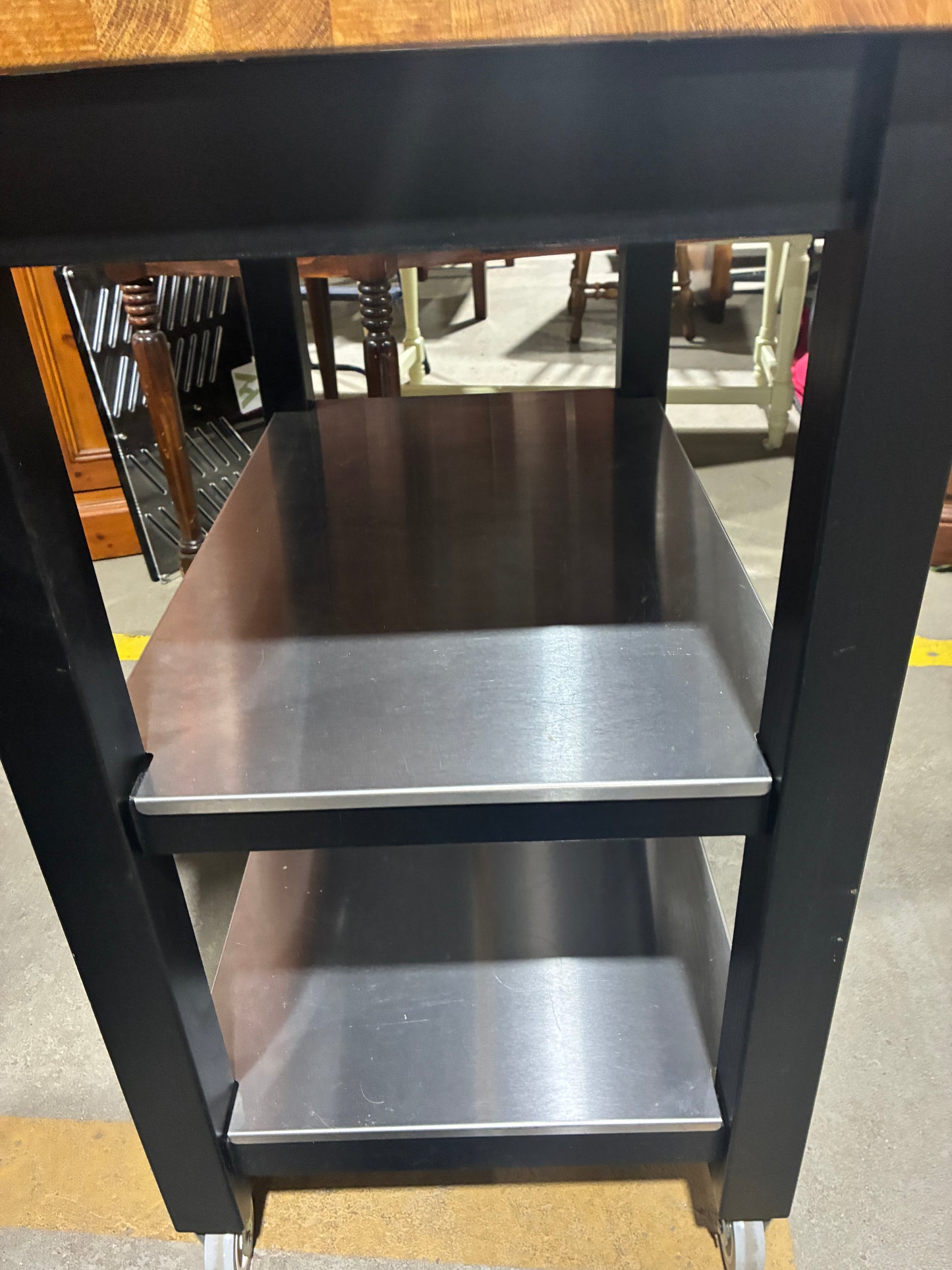 Rolling Kitchen Island with Butcher Block Top