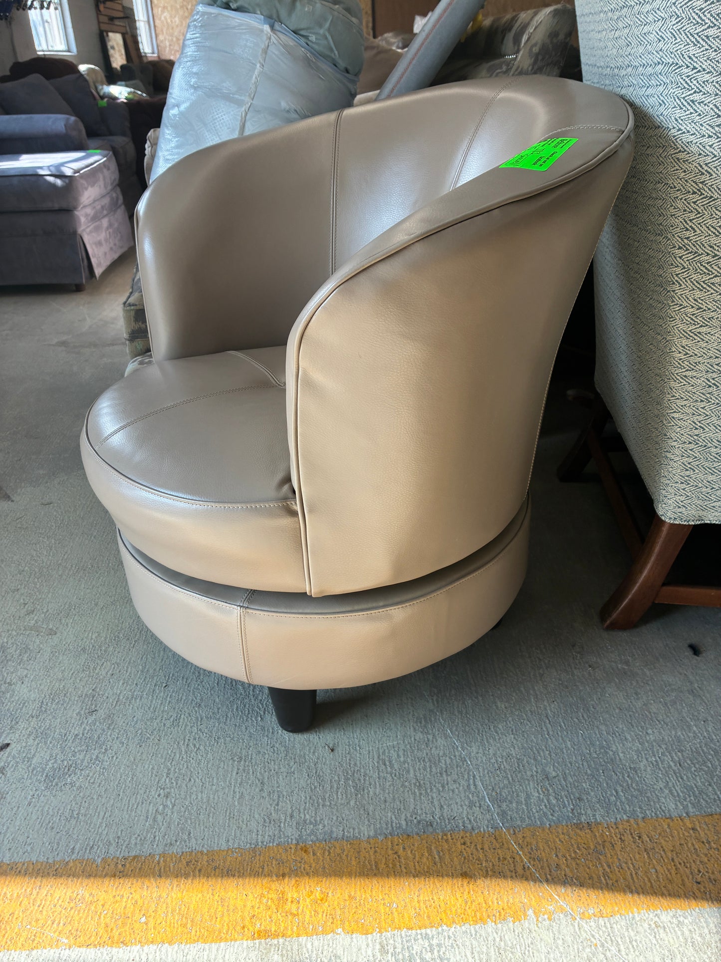 Modern Taupe Swivel Barrel Chair