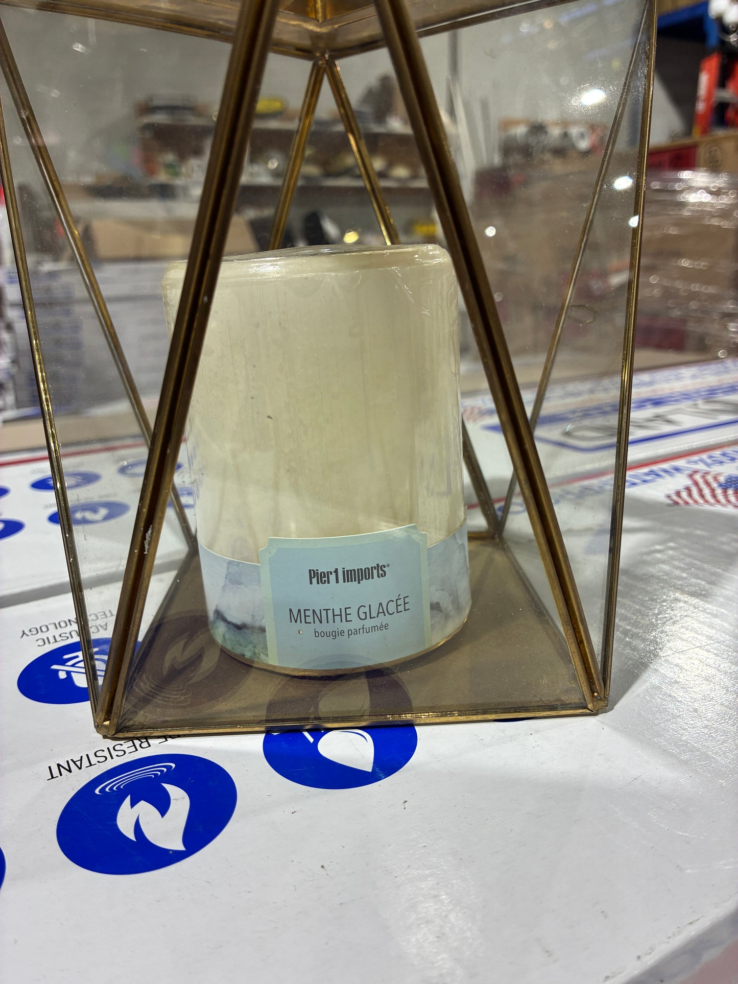 Pier 1 Geometric Lantern with Glacier Mint Candle