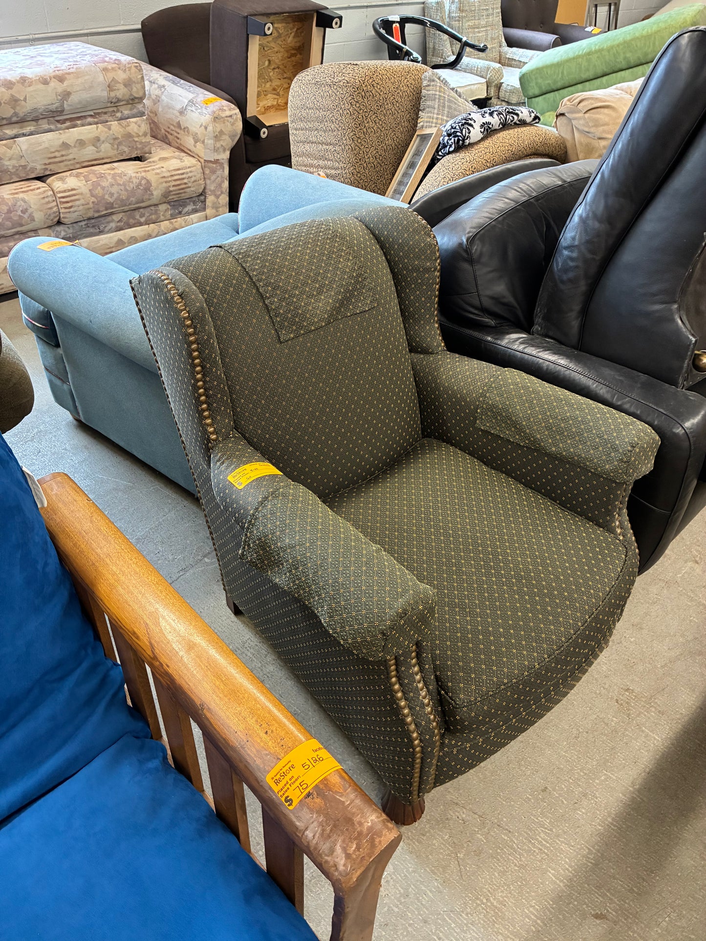 Wingback Accent Chair with Nailhead Trim