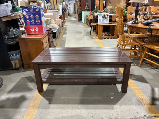 Dark Espresso Slatted Coffee Table with Lower Shelf