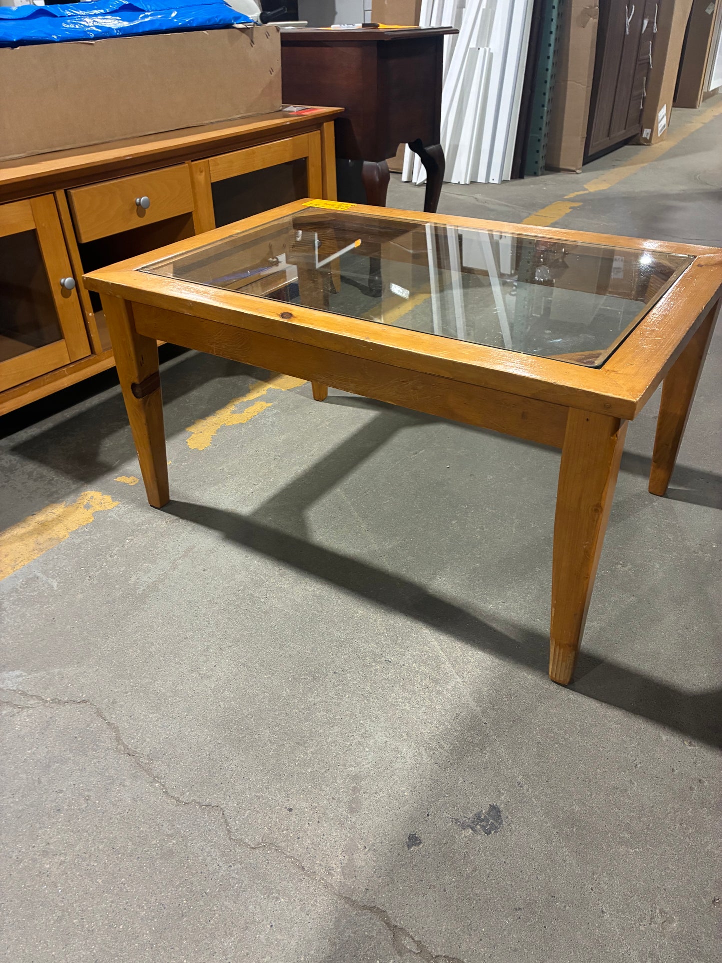Rustic Glass-Top Coffee Table