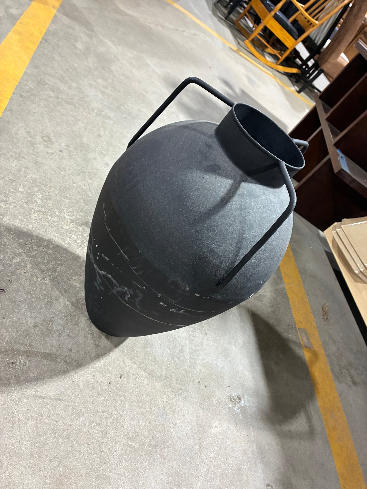 Modern Black Metal Floor Vase
