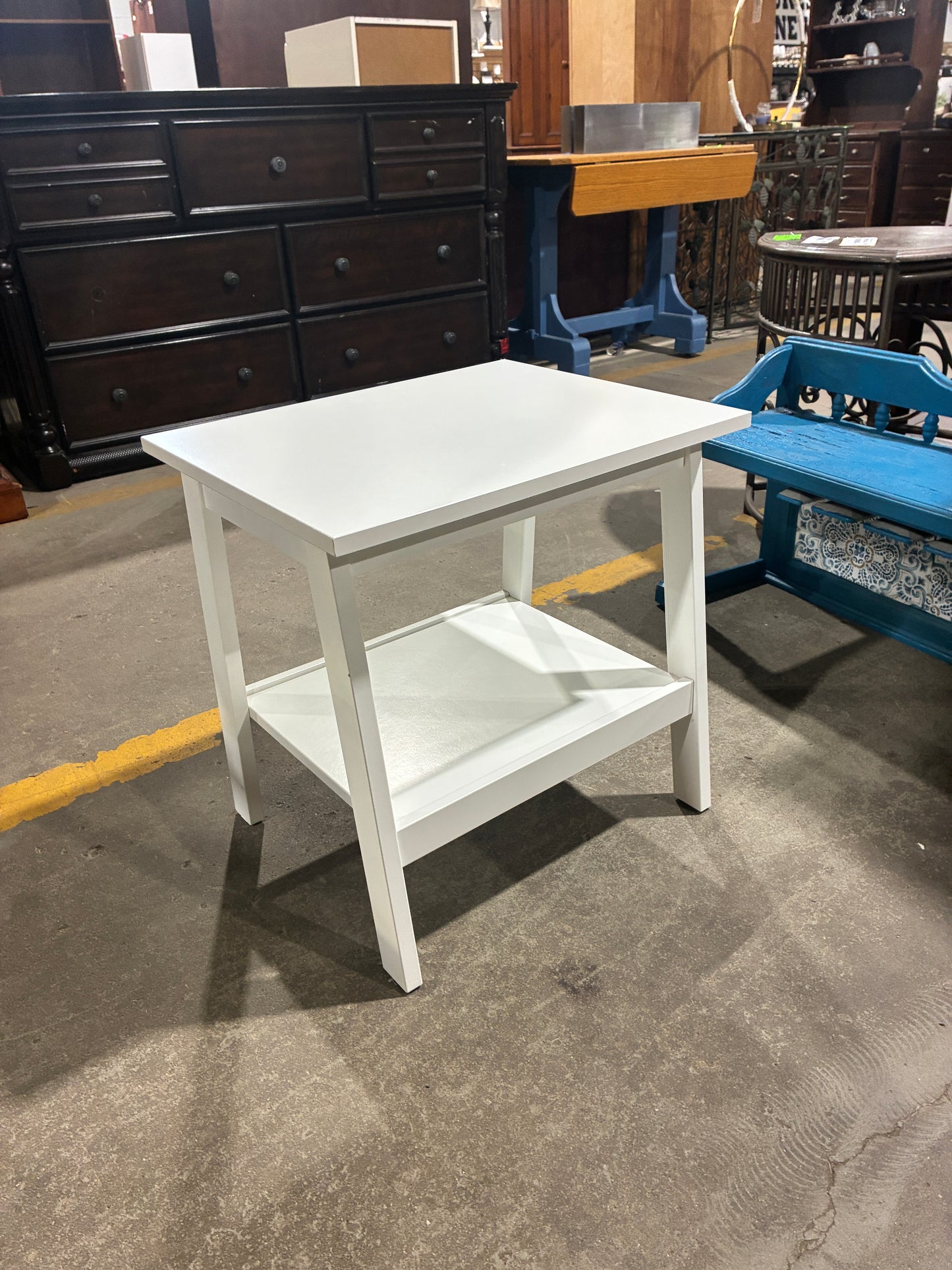 White End Table with Lower Shelf