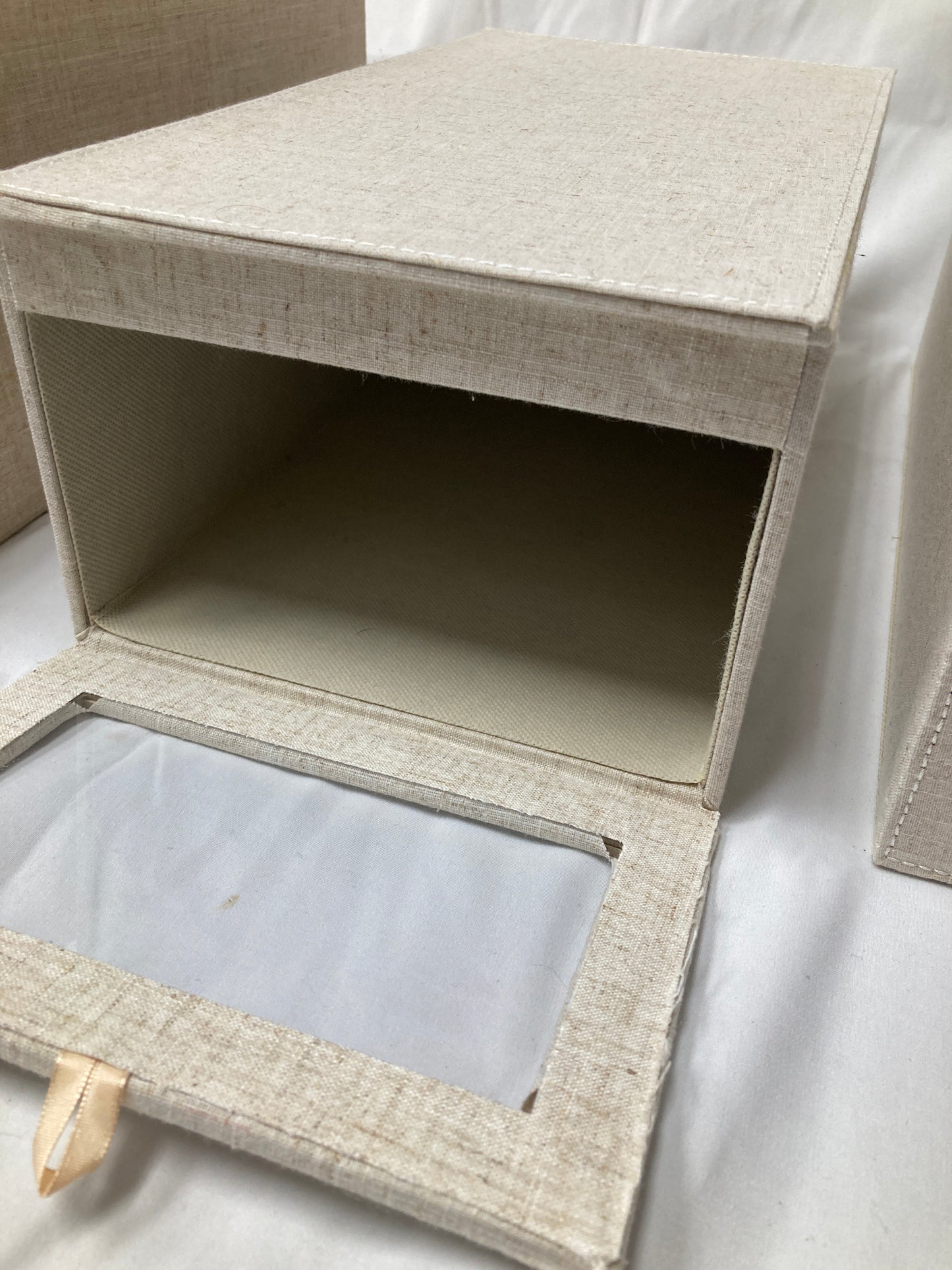 Set of Three Fabric Storage Boxes with Clear Front Panels
