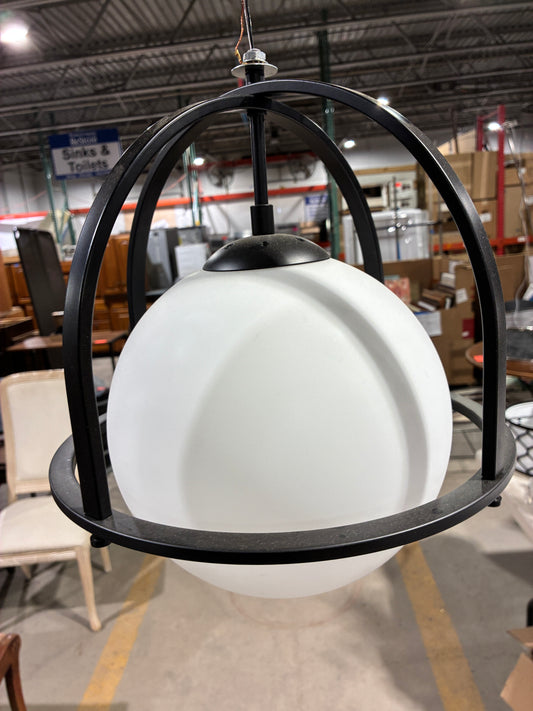 Modern Black Orb Pendant Light with Frosted Glass Globe