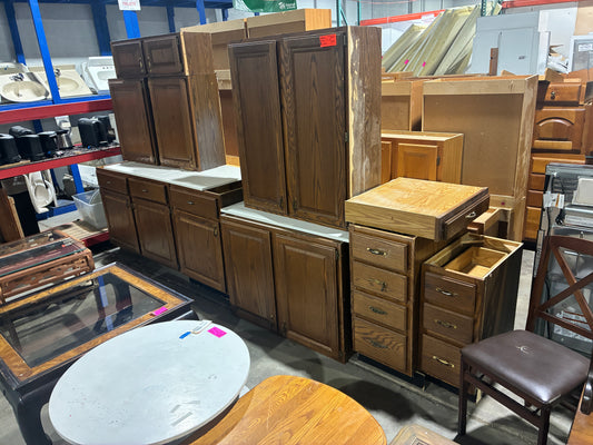 Wood 10 Piece Kitchen Cabinet Set with Upper and Lower Cabinets