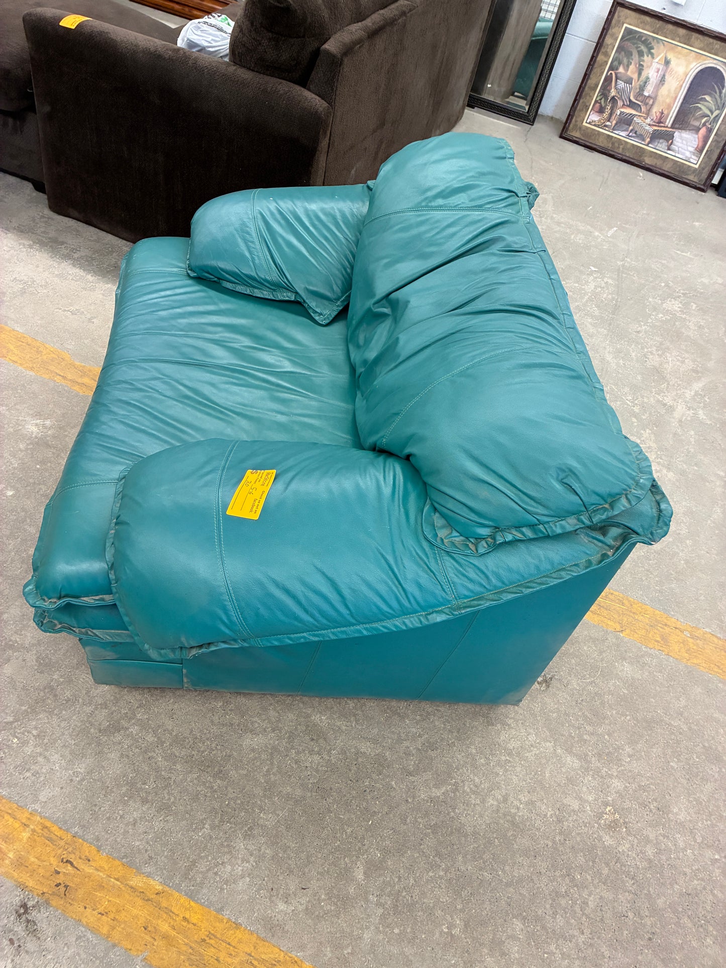 Vintage Teal Leather Chair