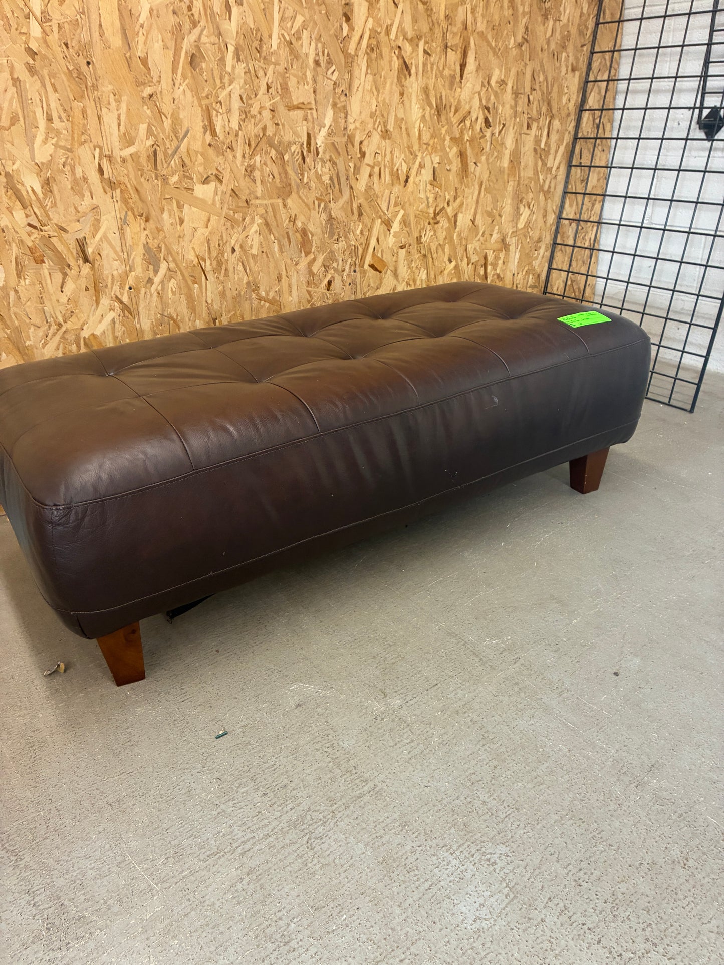 Brown Tufted Leather Bench Ottoman