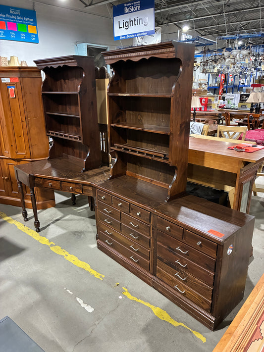 Ethan Allen 5-Piece Solid Wood Hutch & Desk Set