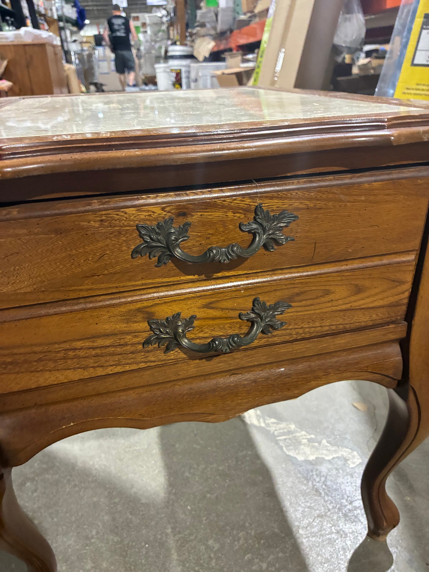 Traditional End Table with Faux Marble Top