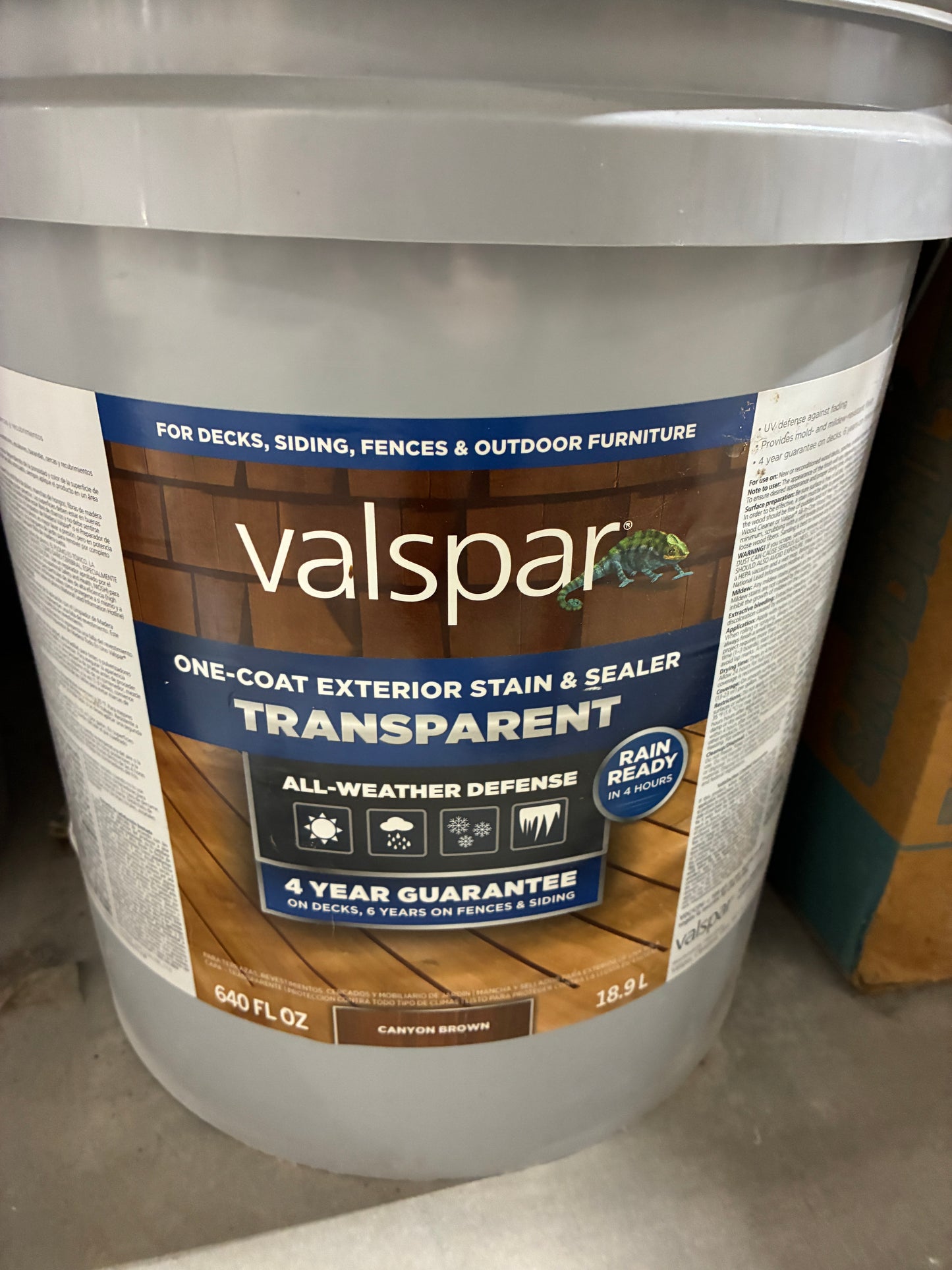 Valspar One Coat Exterior Stain & Sealer Transparent (Canyon Brown) 5 Gallon