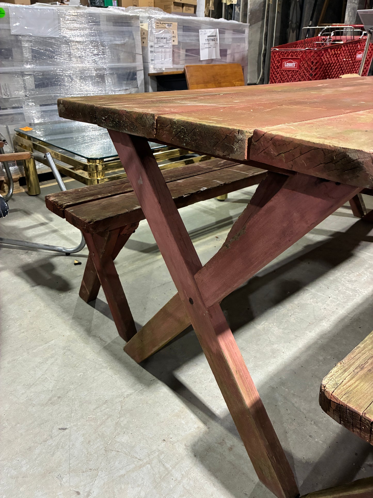 Rustic Wooden Picnic Table with Benches