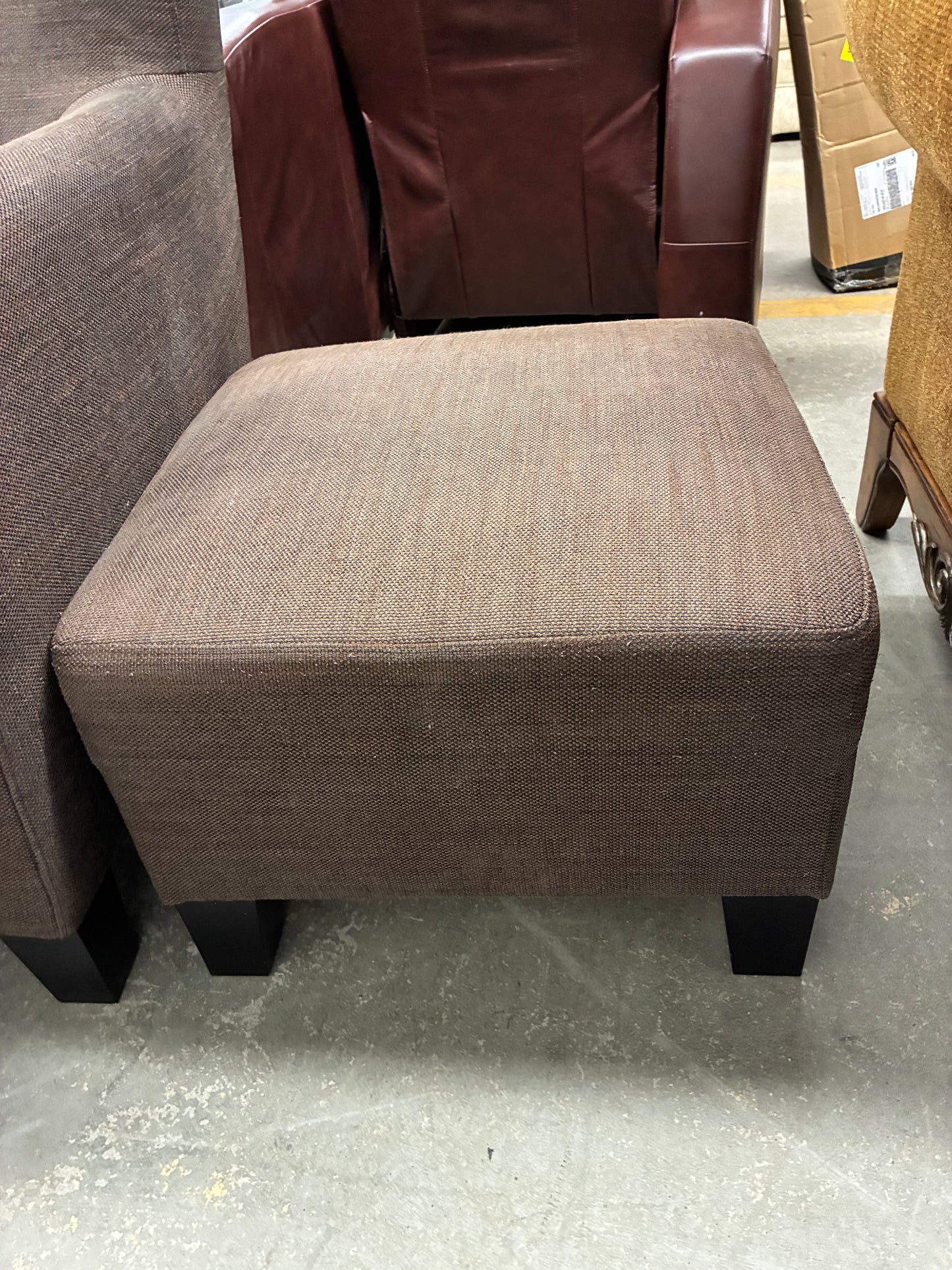 Brown Upholstered Accent Chair with Matching Ottoman