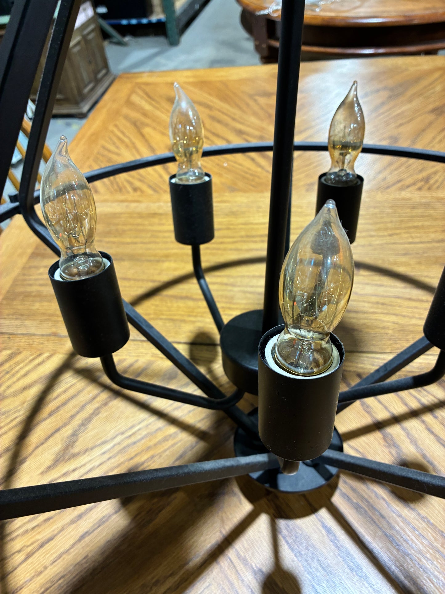 Quoizel 6-Light Industrial Wagon Wheel Chandelier