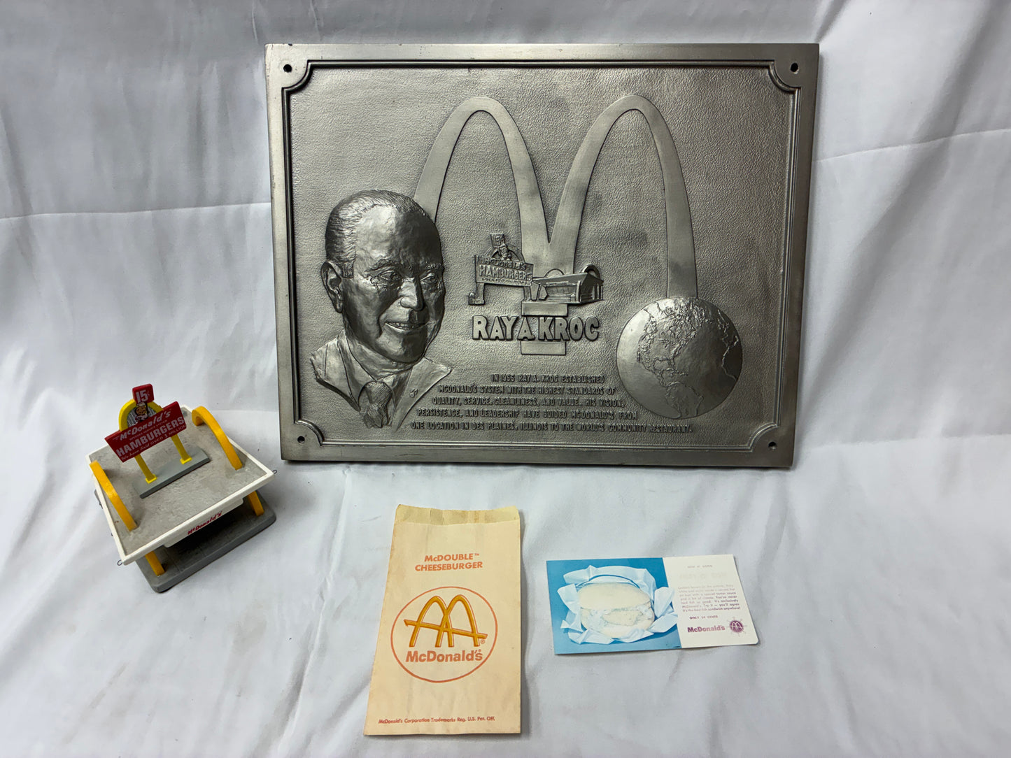 Vintage McDonald’s Ray Kroc Plaque & Memorabilia Set (1983)
