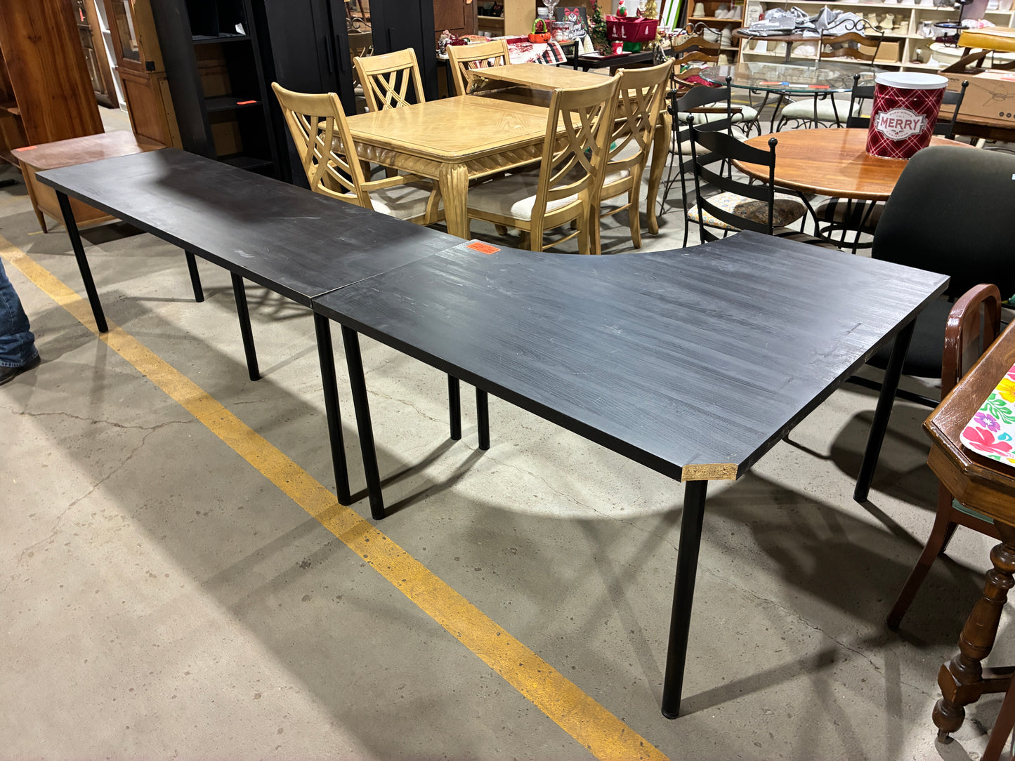 Modern Black Table Set with Metal Legs (2 Pieces)
