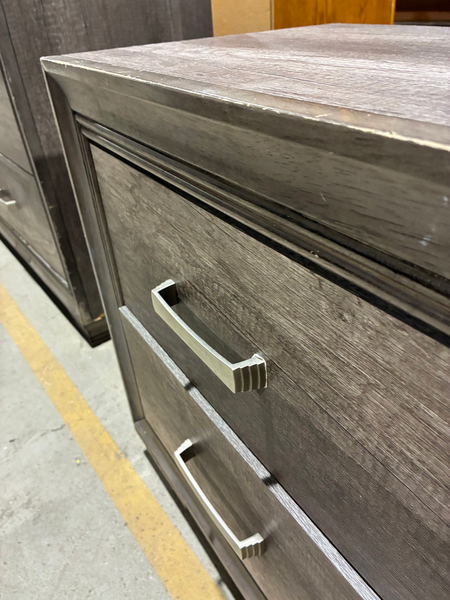 Modern Gray Two-Drawer Nightstand #1