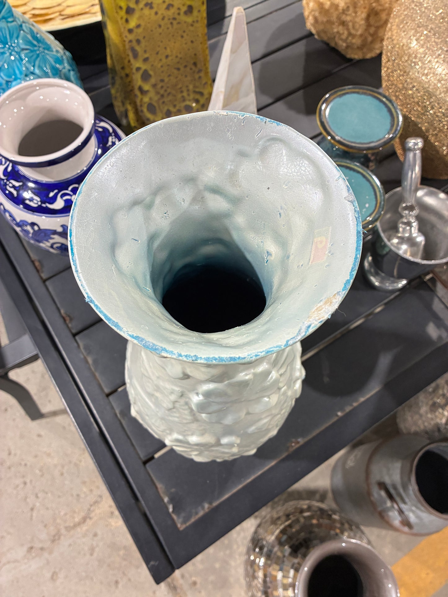 Pier 1 Embossed Floral Ceramic Vase