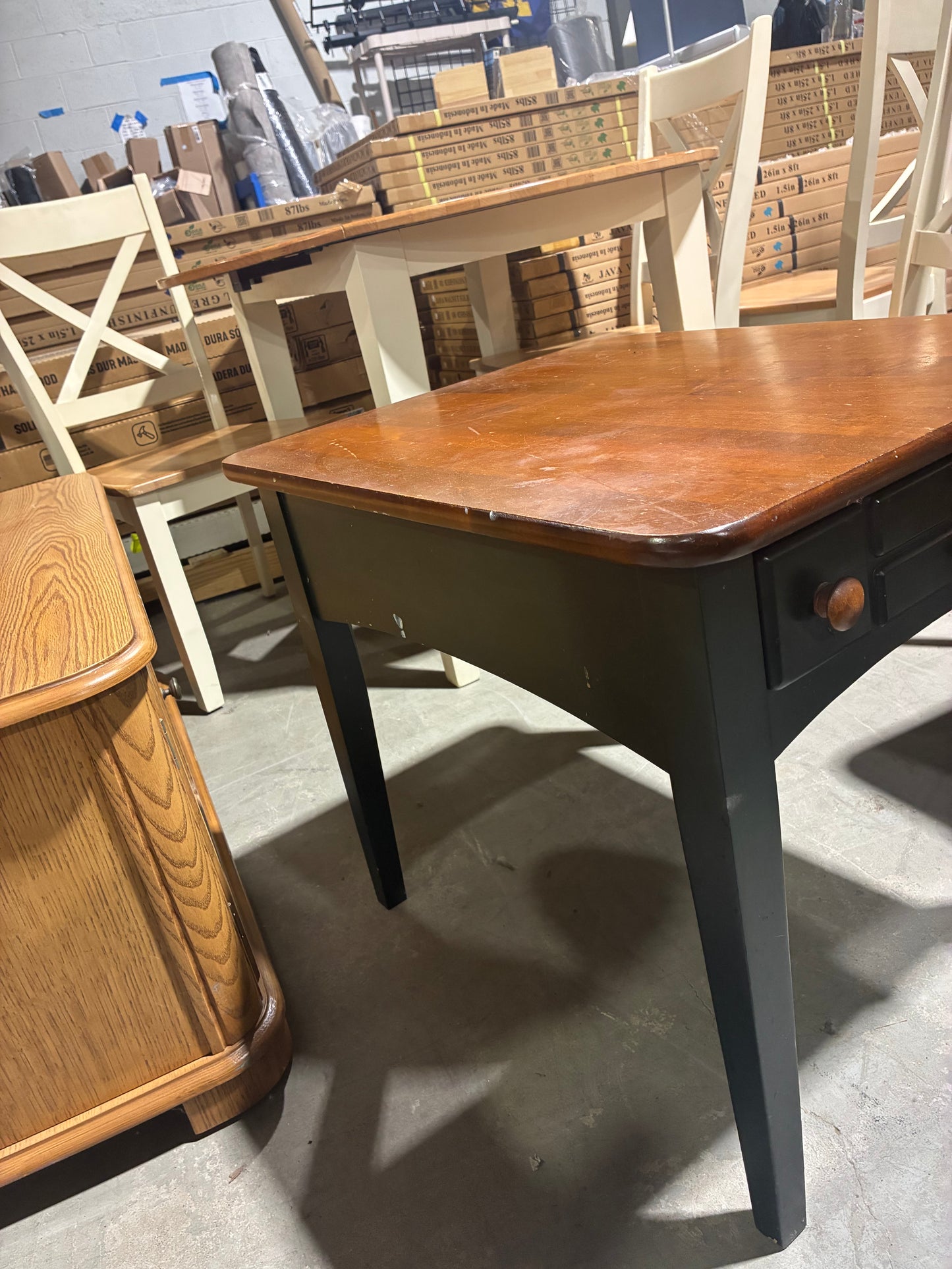 Two-Tone Accent End Table with Storage Drawers