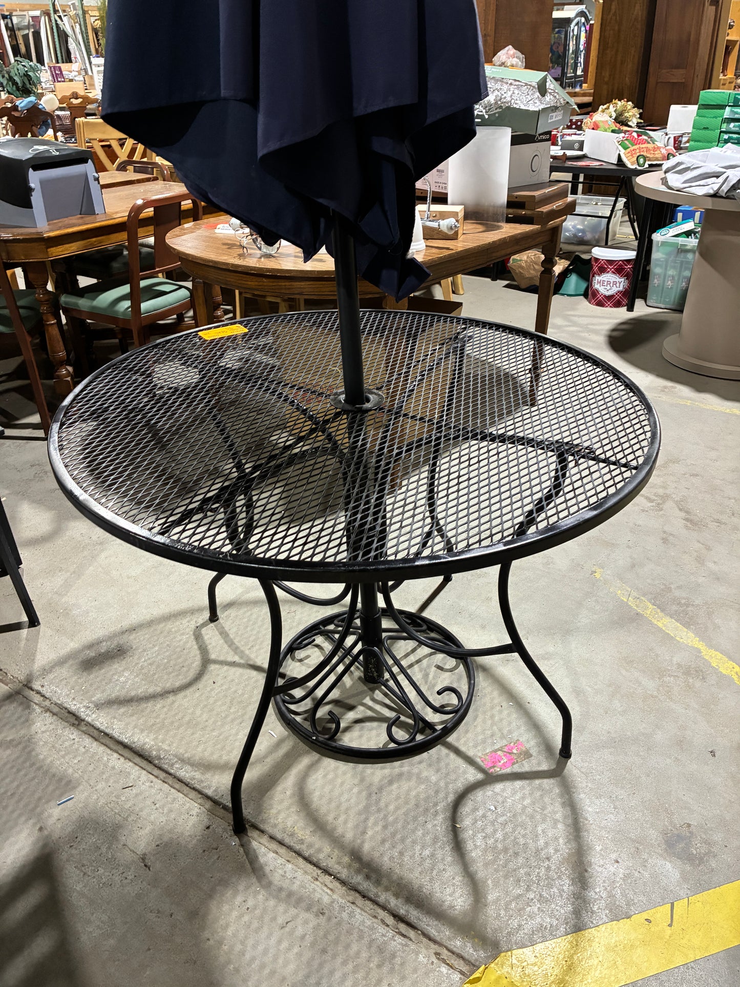 Black Metal Patio Table with Umbrella