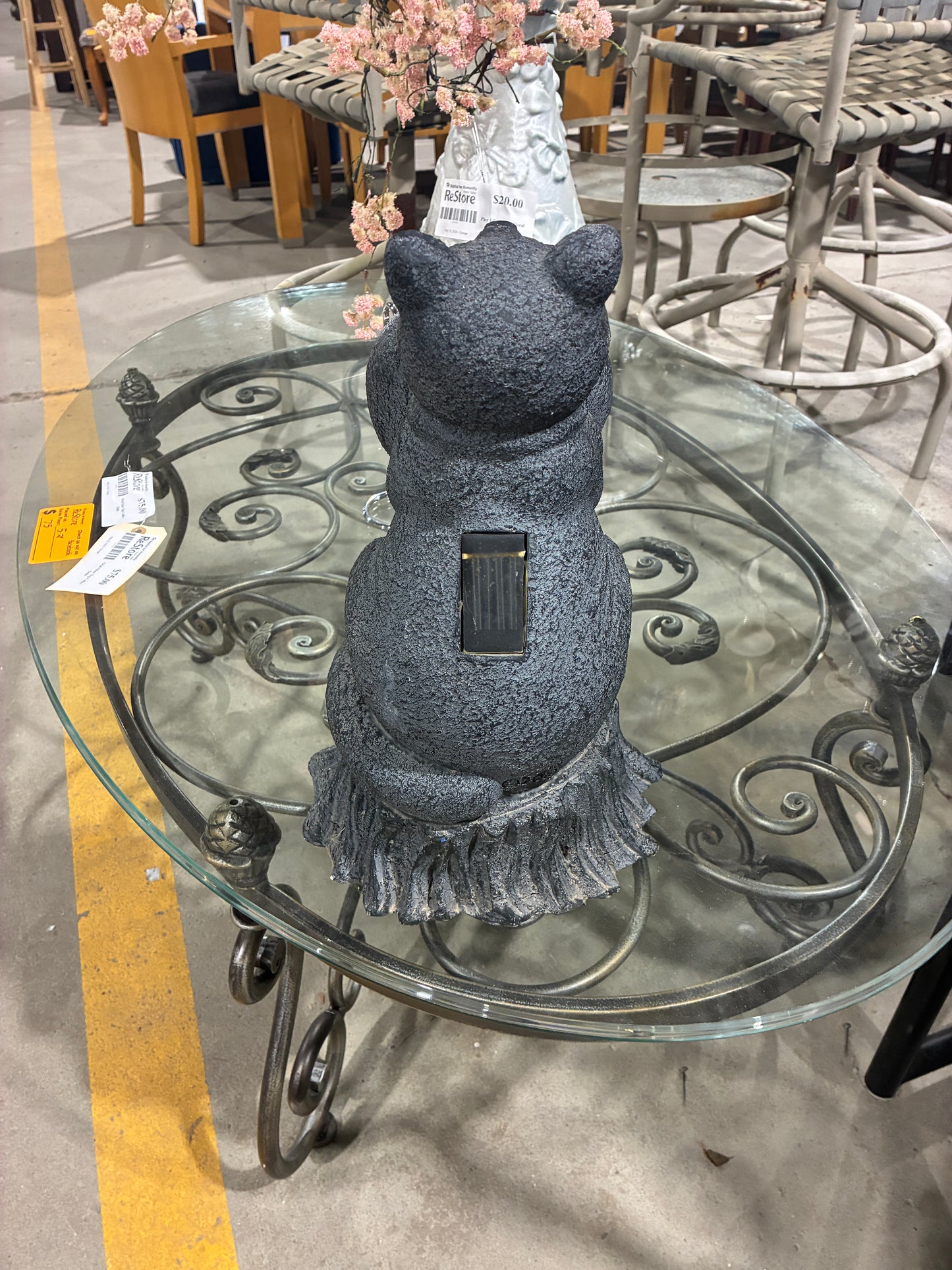 Solar-Powered Bear Garden Statue with Globe Light