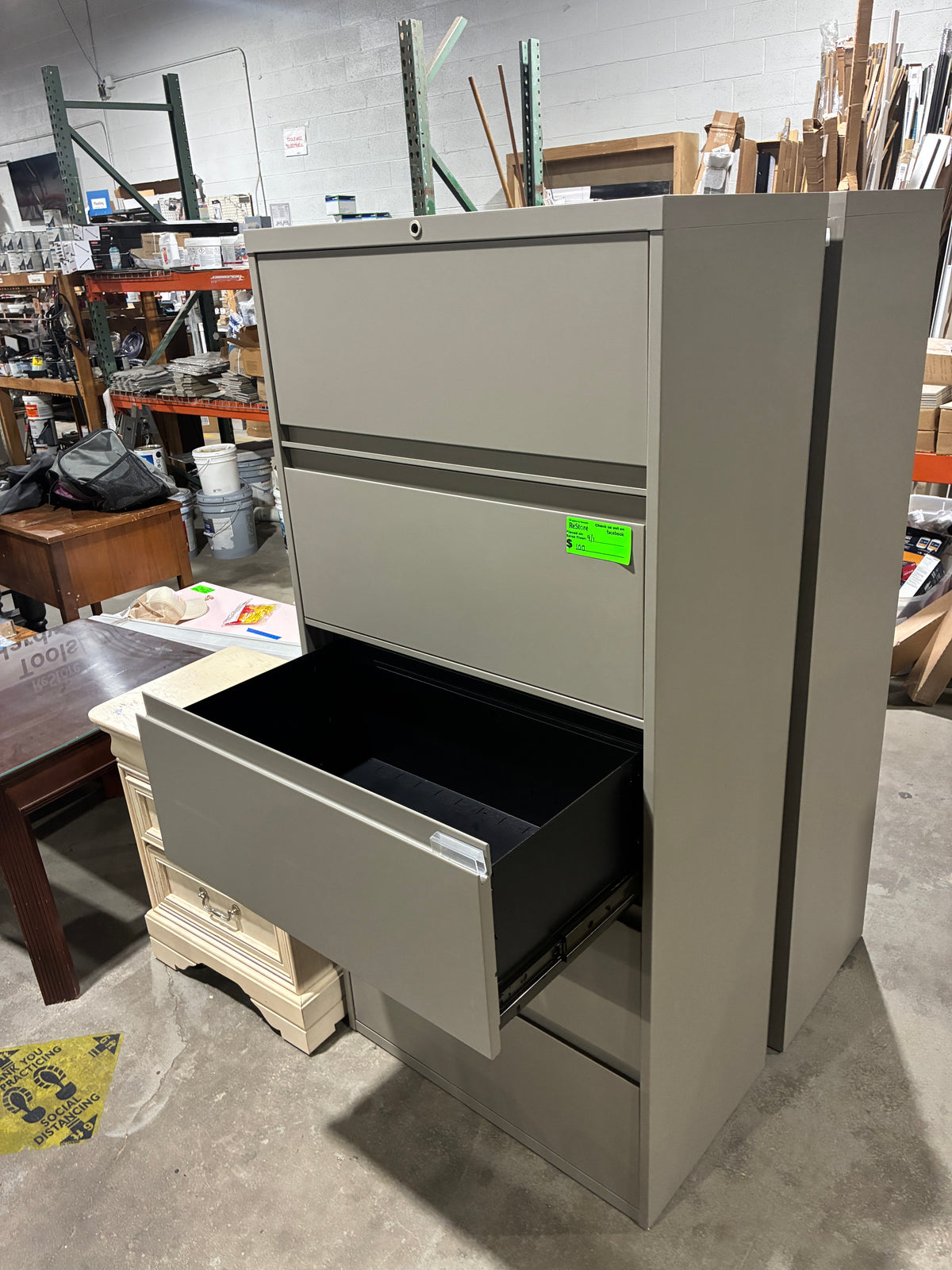 Tall Gray 5-Drawer Lateral Filing Cabinet