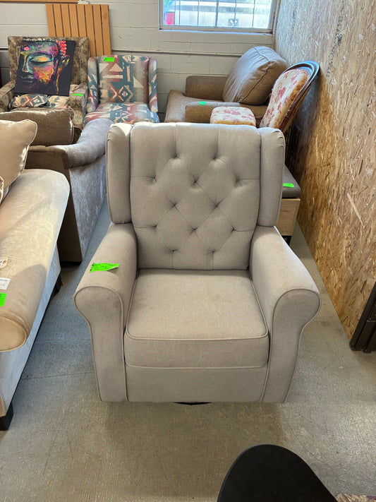 Light Gray Tufted Wingback Swivel Chair