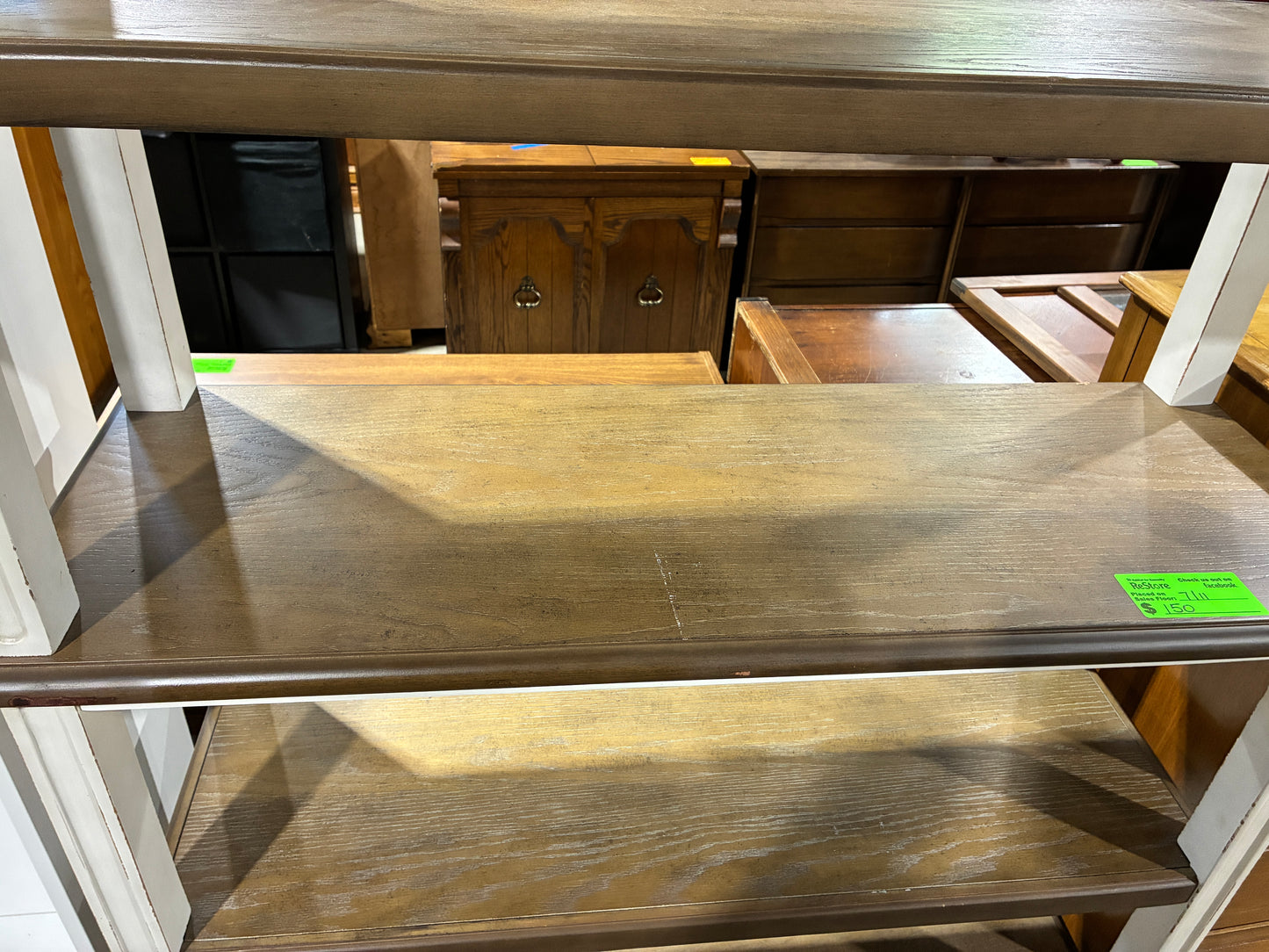 Two-Tone Farmhouse Display Bookshelf with Storage Drawer