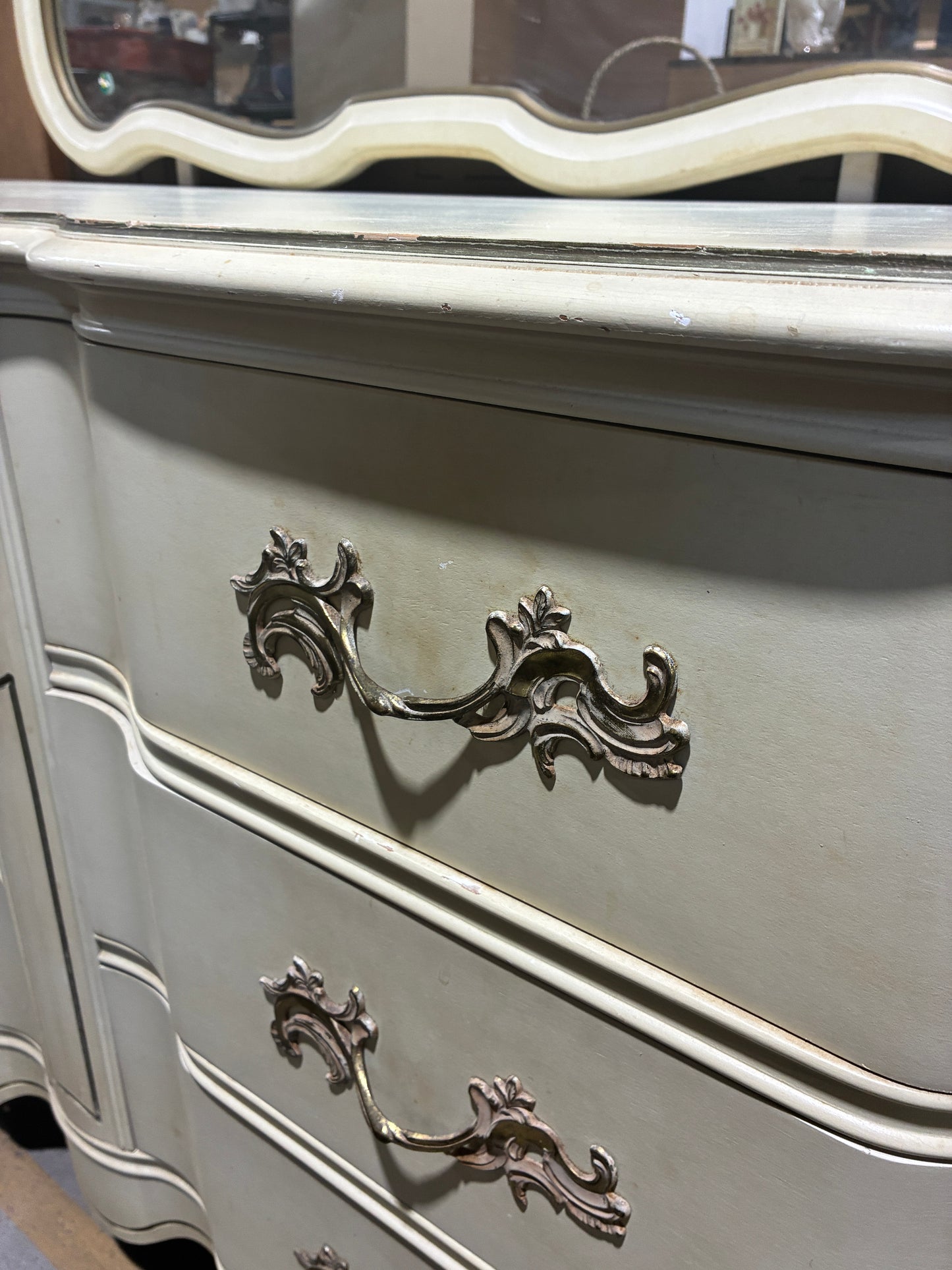 Vintage French Provincial Dresser with Mirror