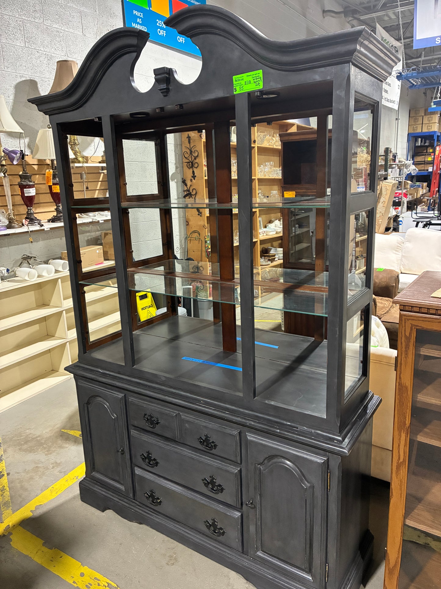 Black Lighted China Cabinet & Display Hutch
