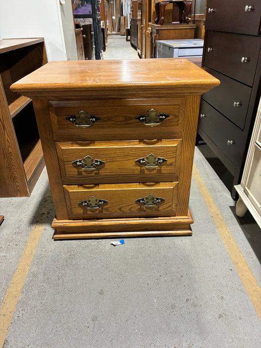 Oak Three-Drawer Nightstand