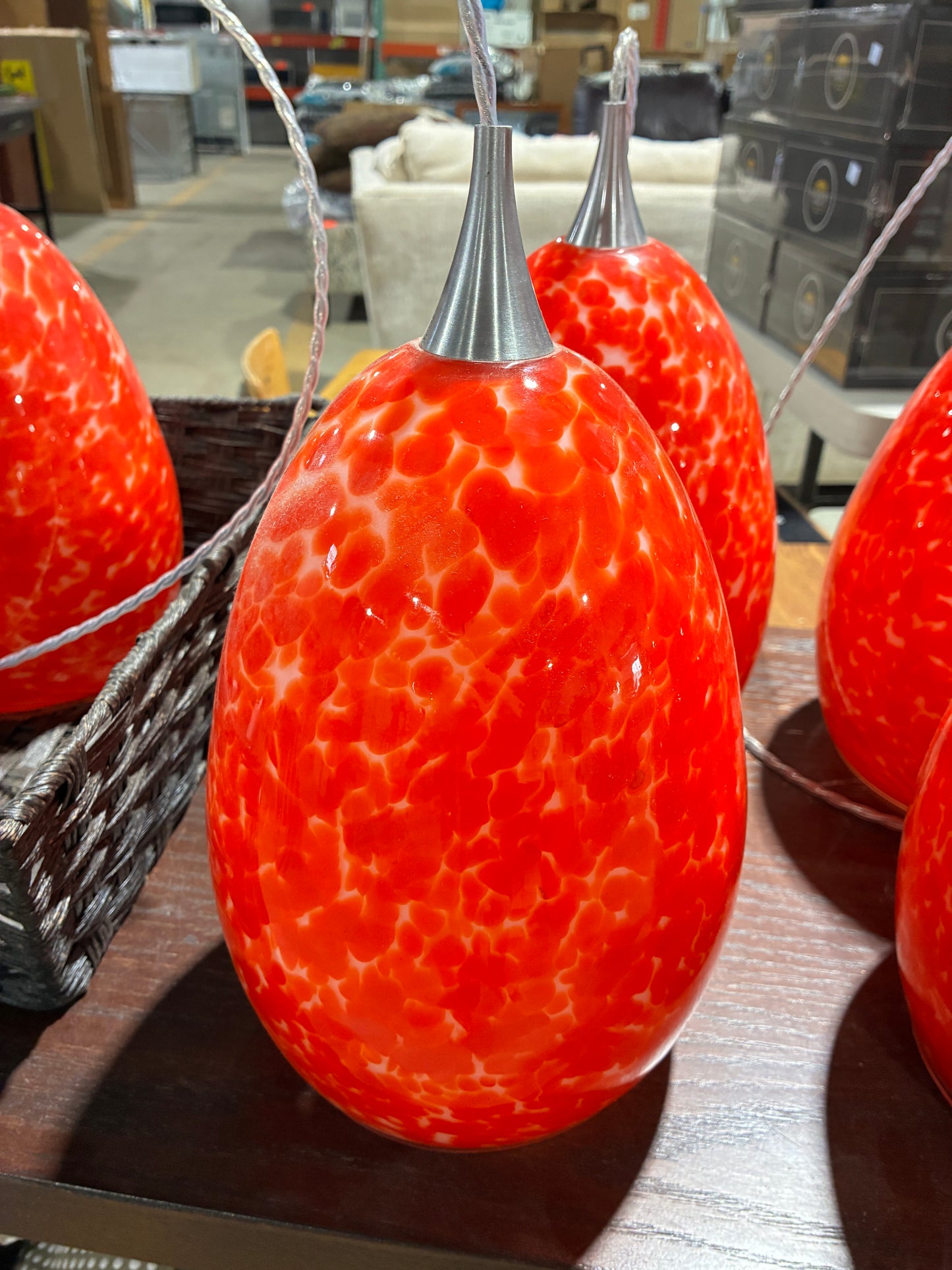 Modern Red Glass Pendant Lights – Speckled Finish