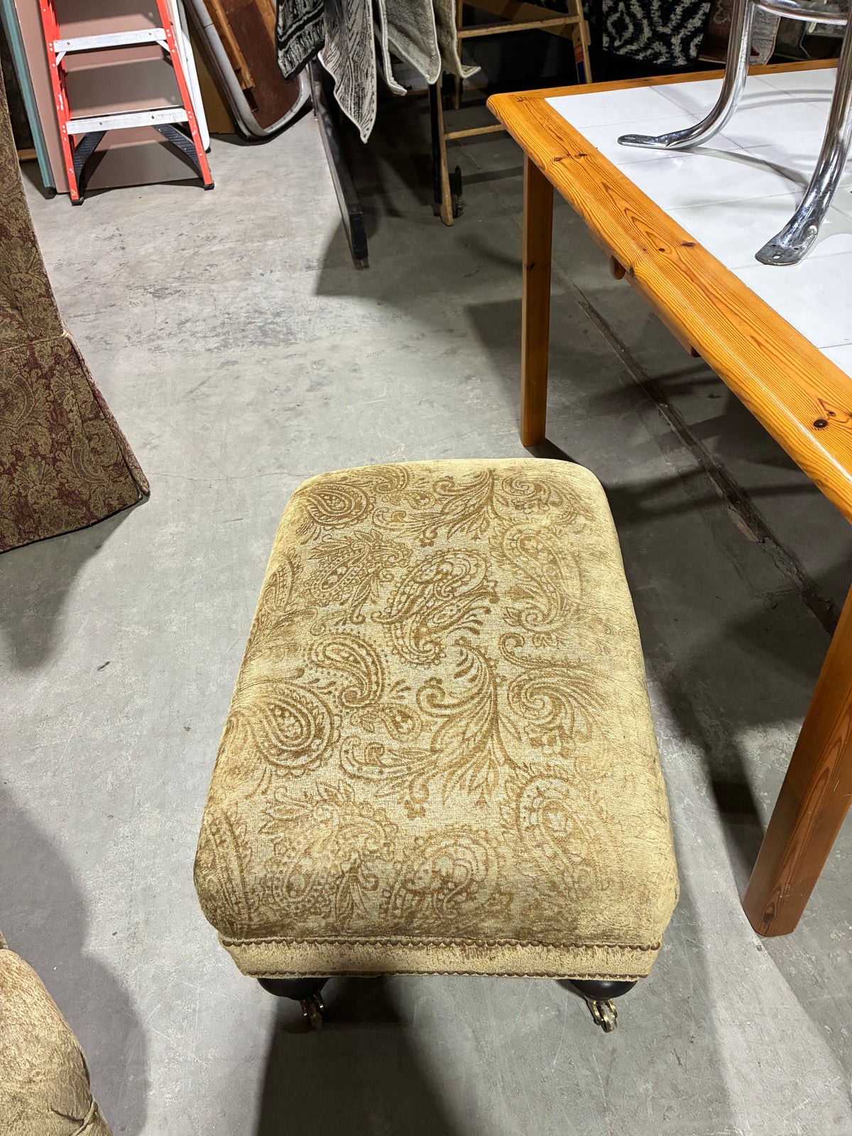 Ethan Allen Upholstered Armchair & Ottoman