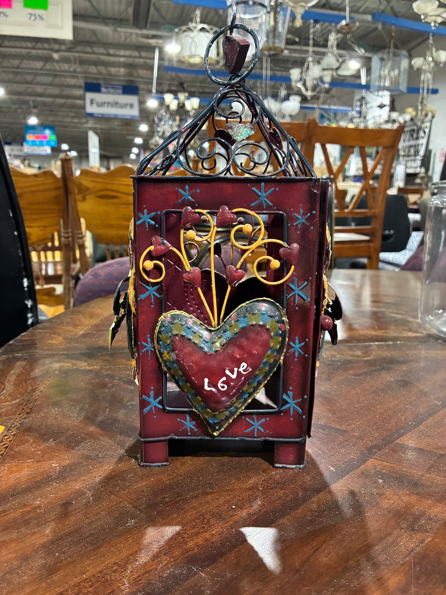 Heart & Angel Decorative Metal Lantern Candle Holder