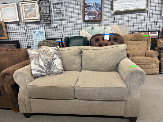 Neutral Beige Upholstered Loveseat