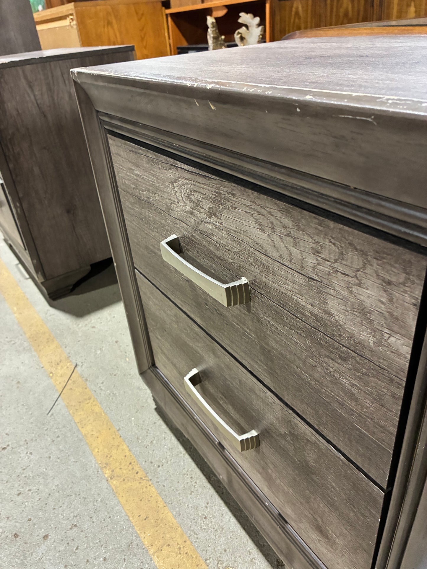 Modern Gray Two-Drawer Nightstand #2
