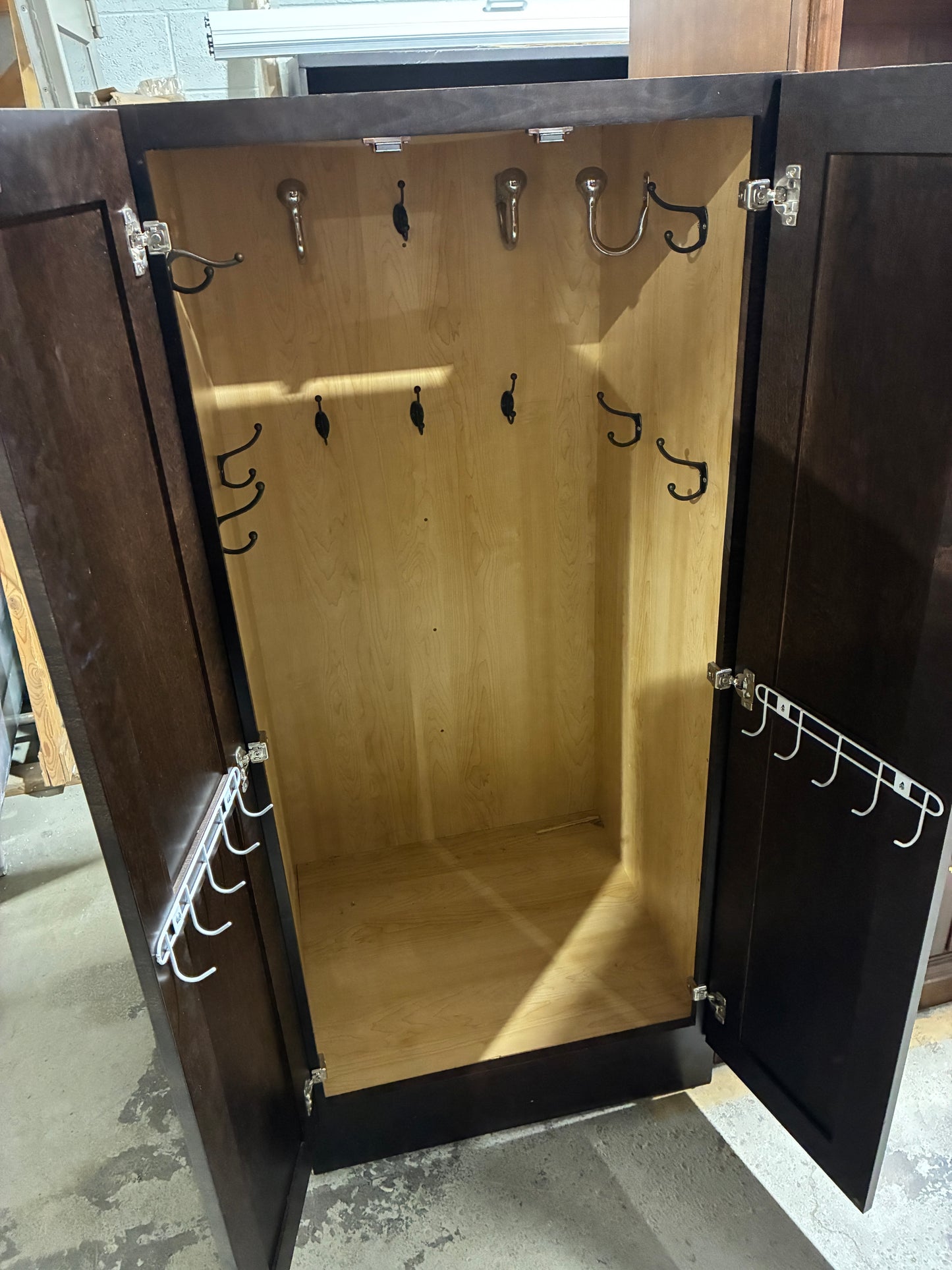 Espresso Hall Tree Storage Cabinet