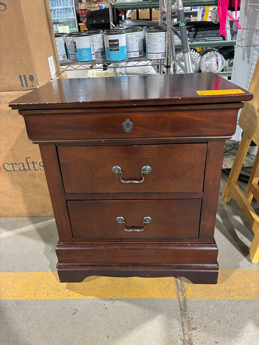 Dark Wood Two-Drawer Nightstand